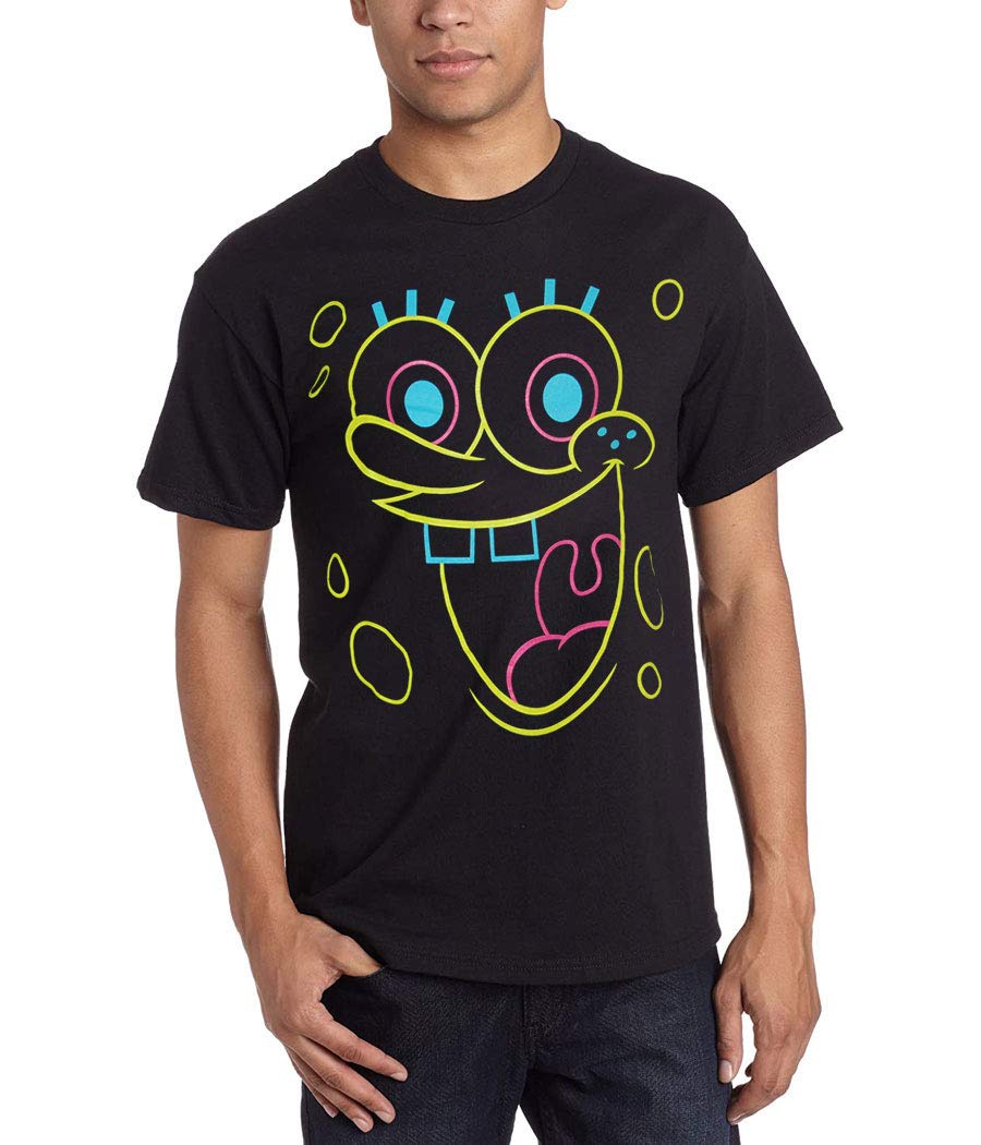 Spongebob Squarepants Neon Graphic T-Shirt for Men & Women - Cartoon Character Tee for Casual Wear, Cosplay & Nickelodeon Fans