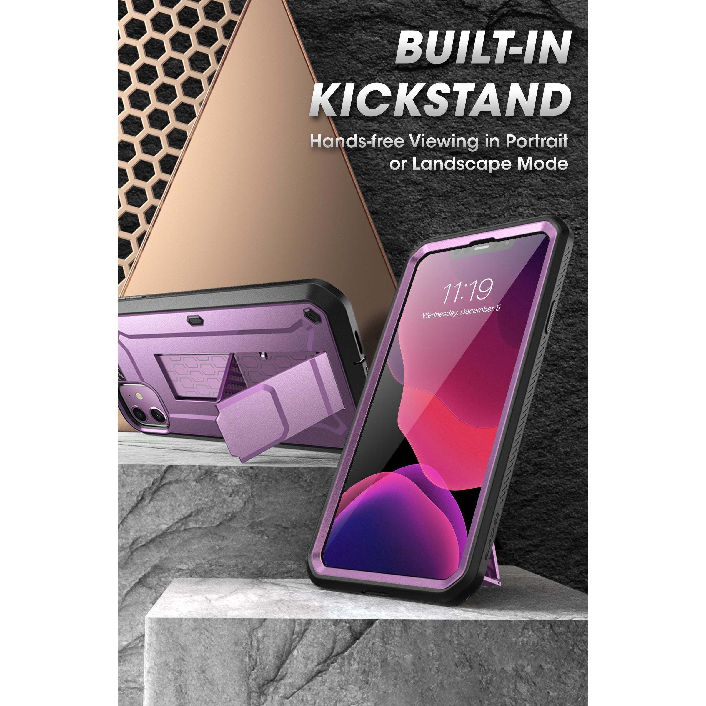 iPhone 11 6.1 Inch Unicorn Beetle Pro Rugged Case - Shockproof Protective Cover with Built-in Screen Protector, Metallic Purple (Open Box) - Perfect for Outdoor, Sports & Extreme Activities