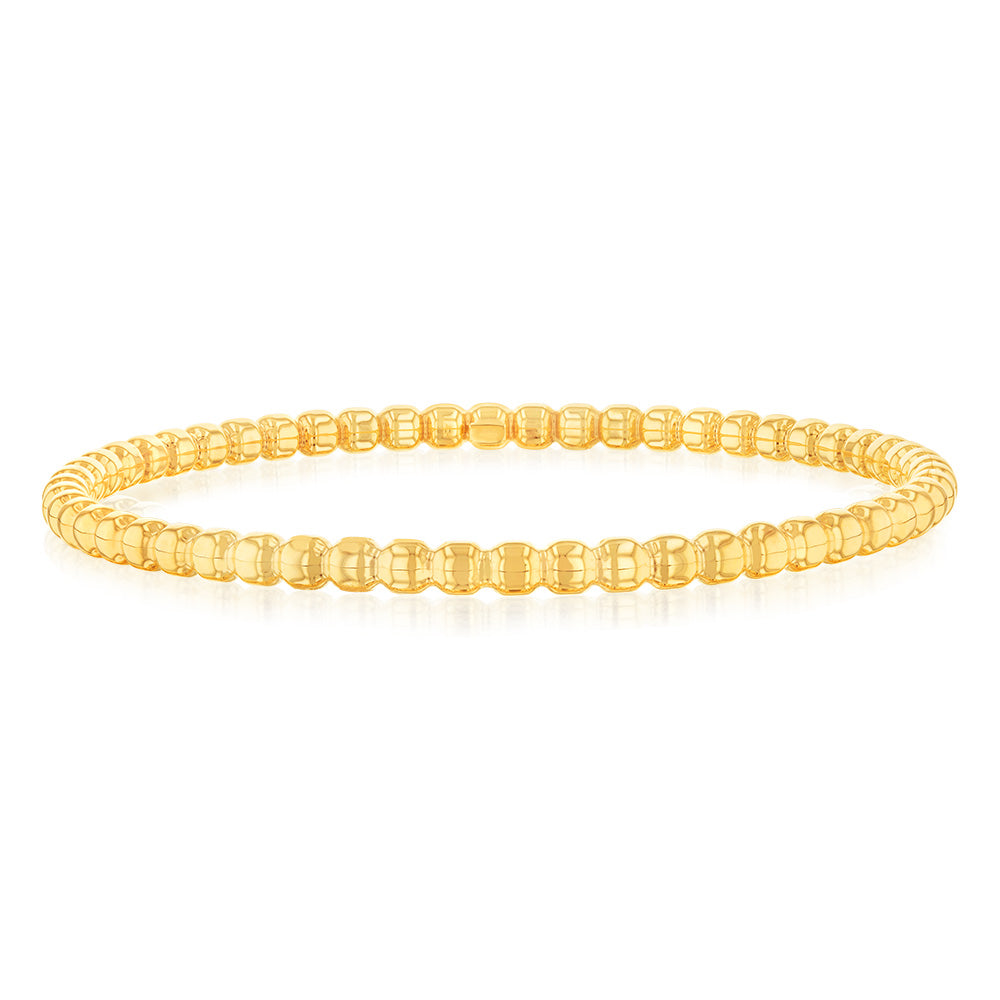 9ct Yellow Gold 4mm Bubble 65mm Bangle Bracelet for Women - Elegant Stackable Jewelry for Everyday Wear & Special Occasions