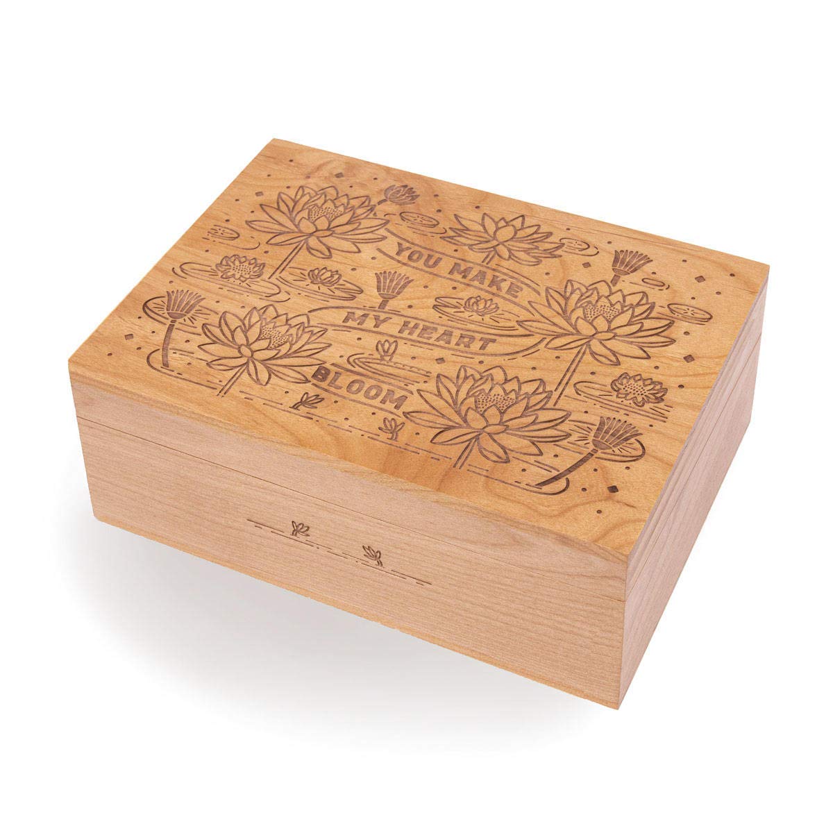 You Make My Heart Bloom Personalized Wood Keepsake Box - Custom Engraved Gift for Anniversary, Wedding, Baby Shower & Memory Storage - Perfect for Jewelry, Love Letters & Special Keepsakes