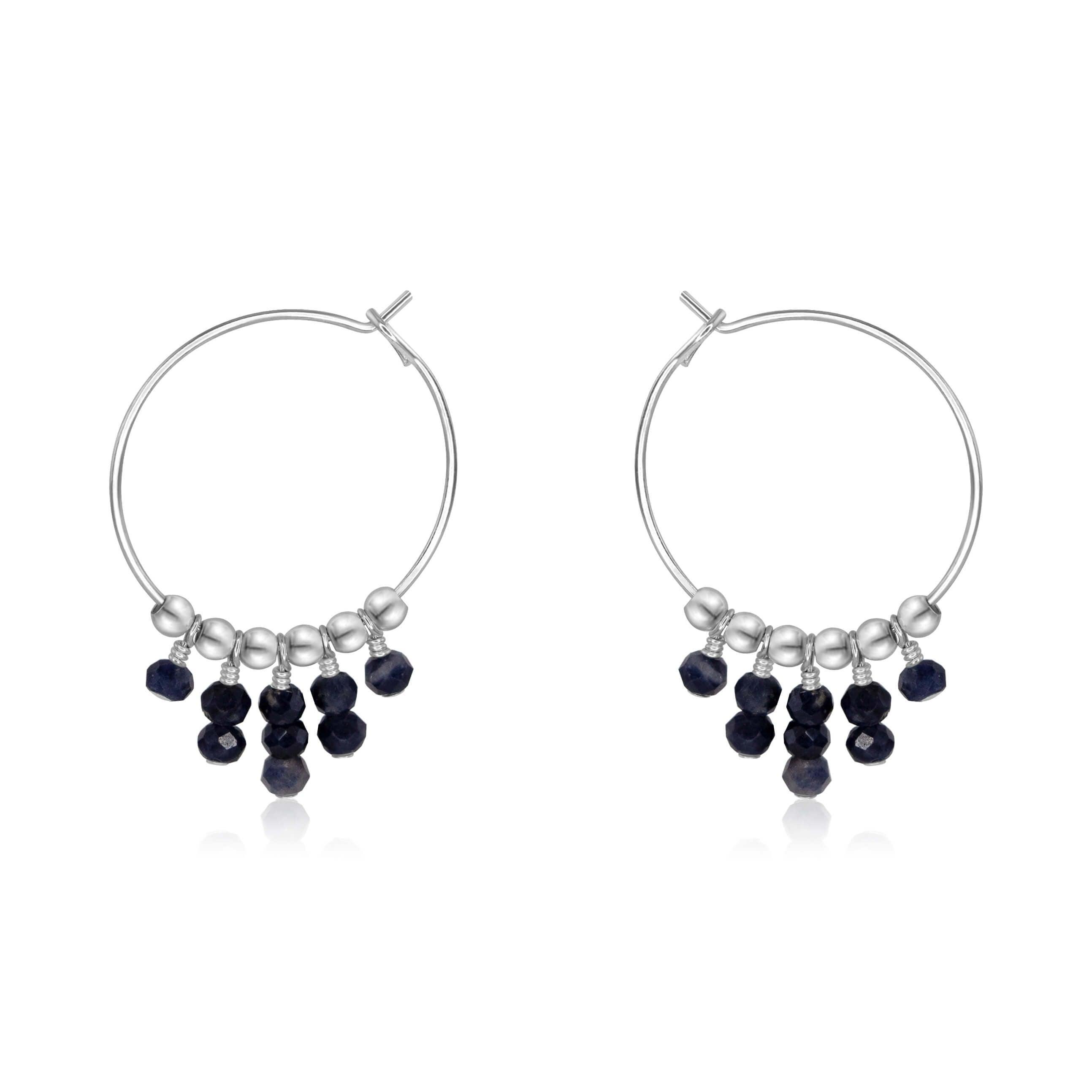 Elegant Sapphire Statement Hoop Earrings for Women - 925 Sterling Silver Dangle Earrings - Perfect for Parties, Weddings & Special Occasions