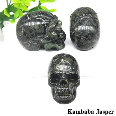 2 Pack Skull Statue - Natural Stone Healing Crystal Hand Carved Home Decor, Wicca Energy Chakra Healing Gem Figurine - Perfect for Meditation, Altar Display & Spiritual Gift Giving