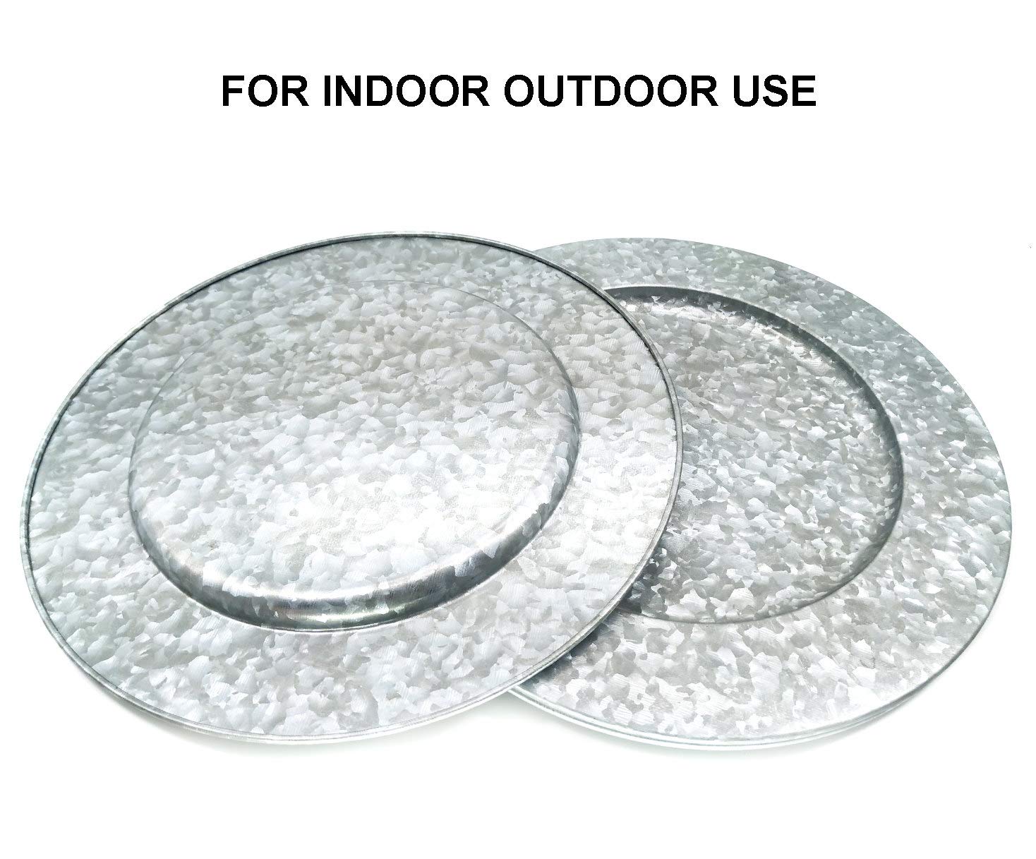 KX-WARE 13-inch Silver Galvanized Steel Charger Plates - Set of 4 Classic Dinnerware for Formal Dining, Weddings & Holiday Decor - Rust-Resistant Decorative Serving Dishes