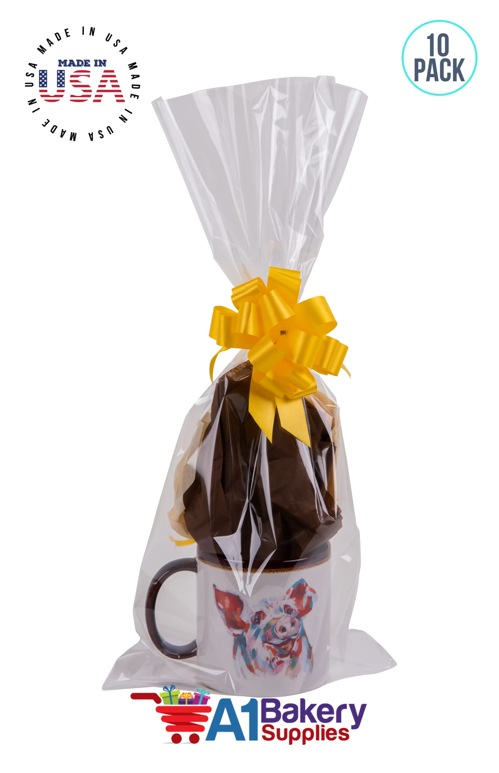 10 Pack Clear BOPP Cellophane Gift Bags 9