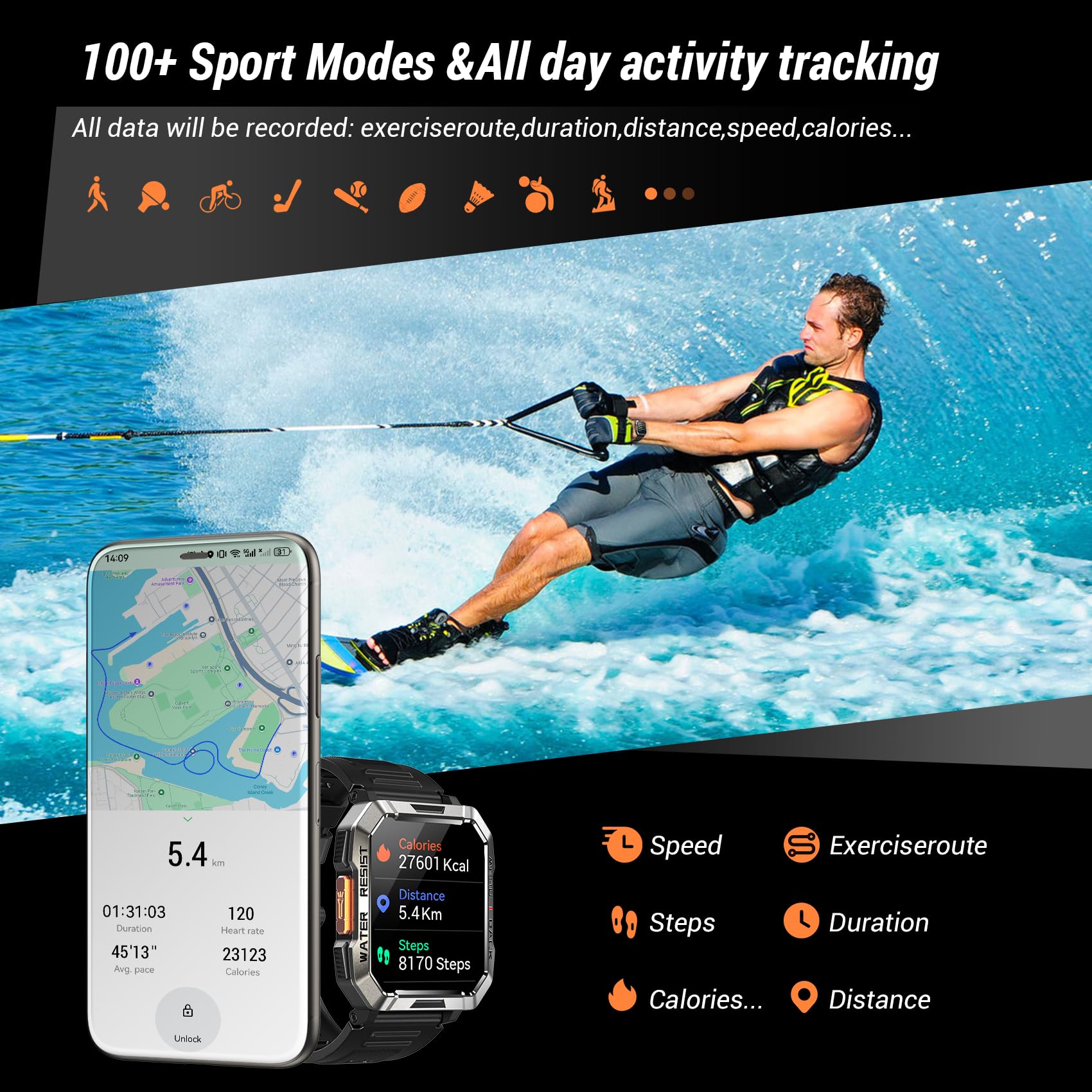 Military Smart Watch for Men - Answer/Make Calls, 2.01