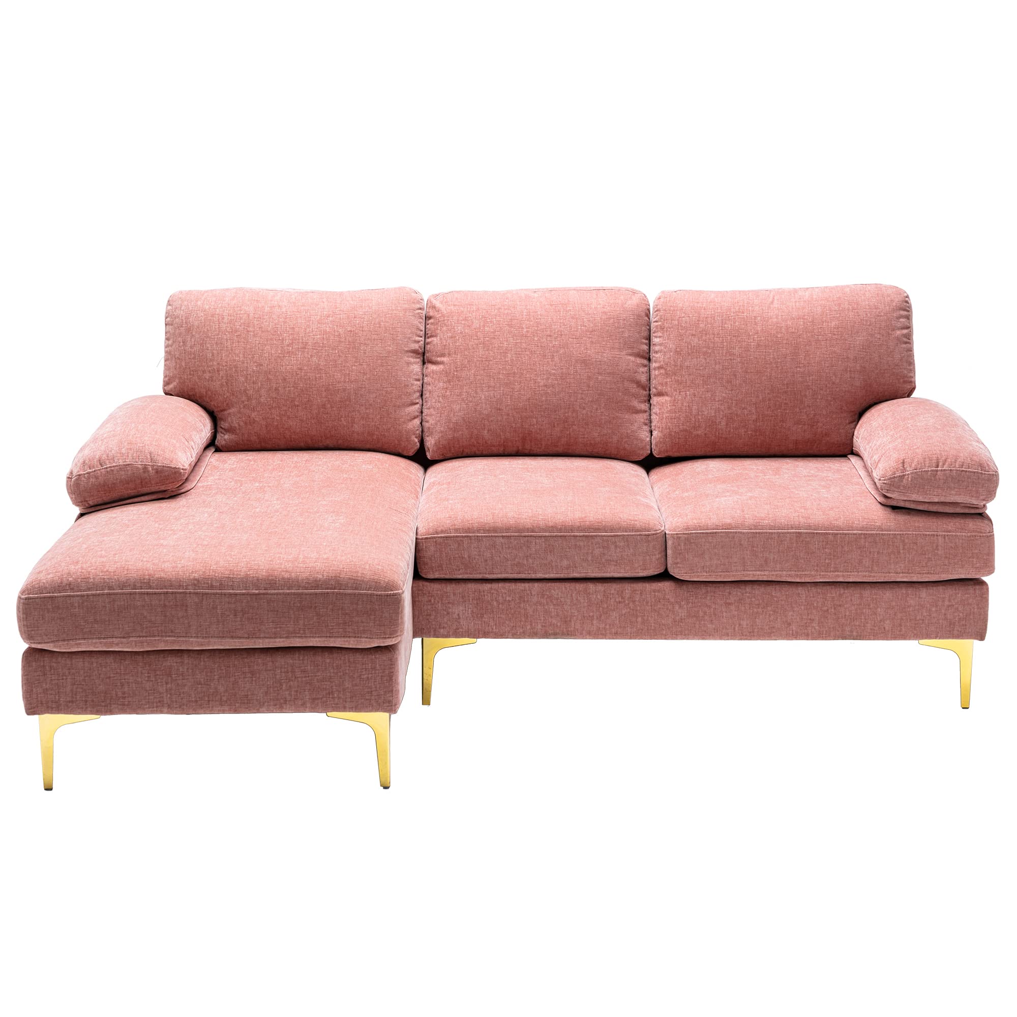 Modern Pink Accent Sectional Sofa with Metal Legs for Living Room & Bedroom - Perfect for Small Spaces, Apartments and Cozy Home Decor