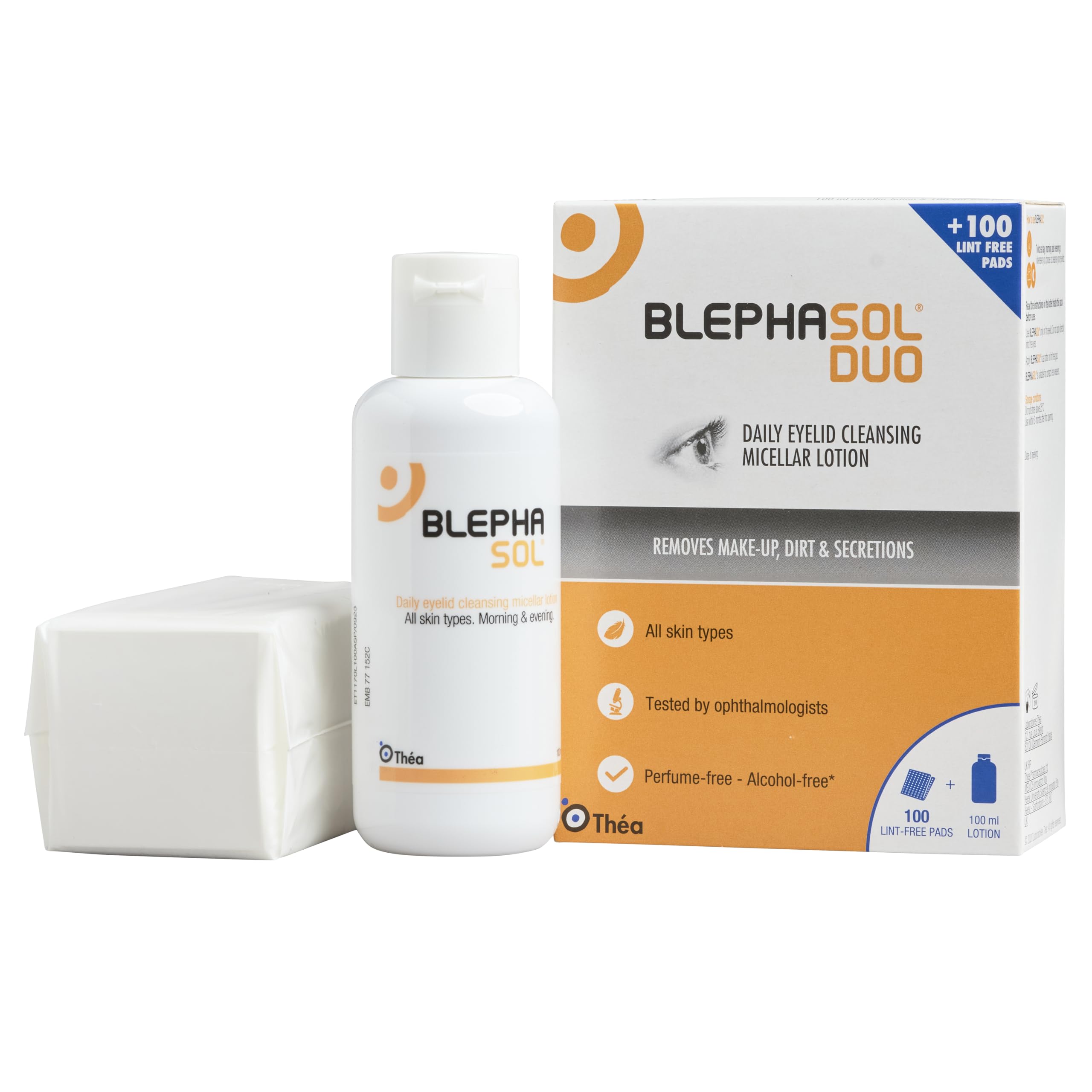 Blephasol Duo 100ml Micellar Eyelid Cleansing Lotion with 100 Lint-Free Pads | Gentle Makeup Remover for Sensitive Eyes | Soap & Alcohol-Free | Perfect for Daily Eyelid Hygiene & Makeup Removal