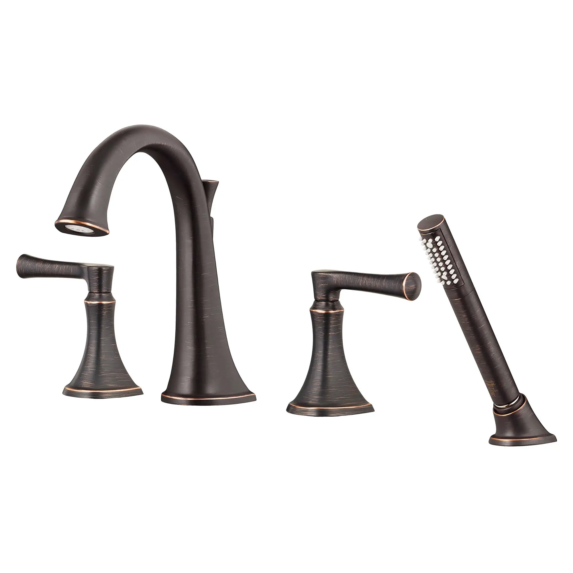 Estate Deck Mount Bathtub Faucet with Hand Shower - 4-Inch Centerset Rough-In Valve with Lever Handle - Perfect for Bathroom Renovations & Modern Home Upgrades