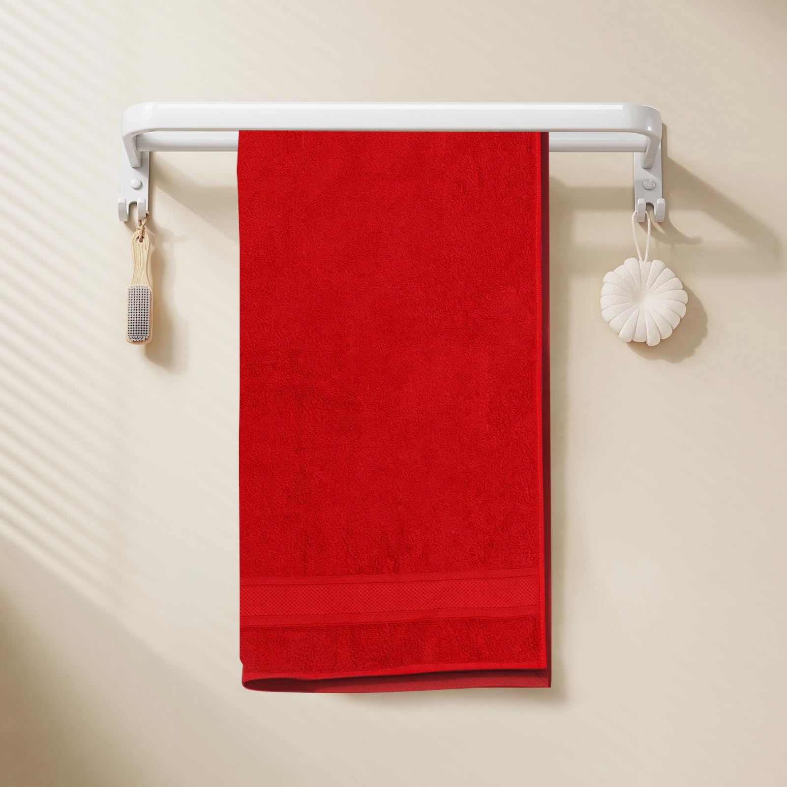 Magshion Extra Large Cotton Bath Sheets - Set of 2 Oversized Quick-Dry Bath Towels for Adults, Soft & Absorbent (Red) - Perfect for Spa, Beach & Luxury Bathroom Use