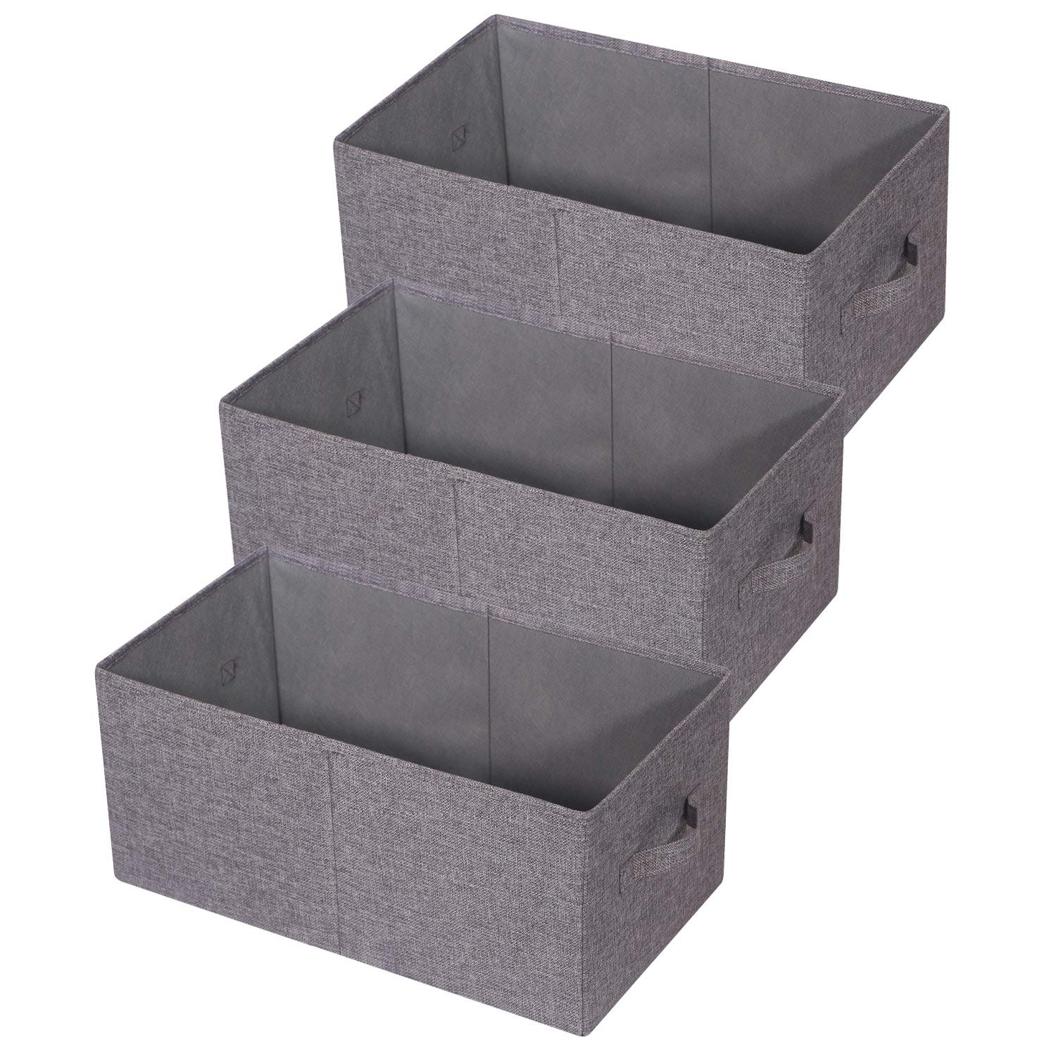 3-Pack Foldable Fabric Storage Bins with Handles - Closet Organizer Baskets for Shelves, Home & Office | Perfect for Clothes, Toys, and Home Organization
