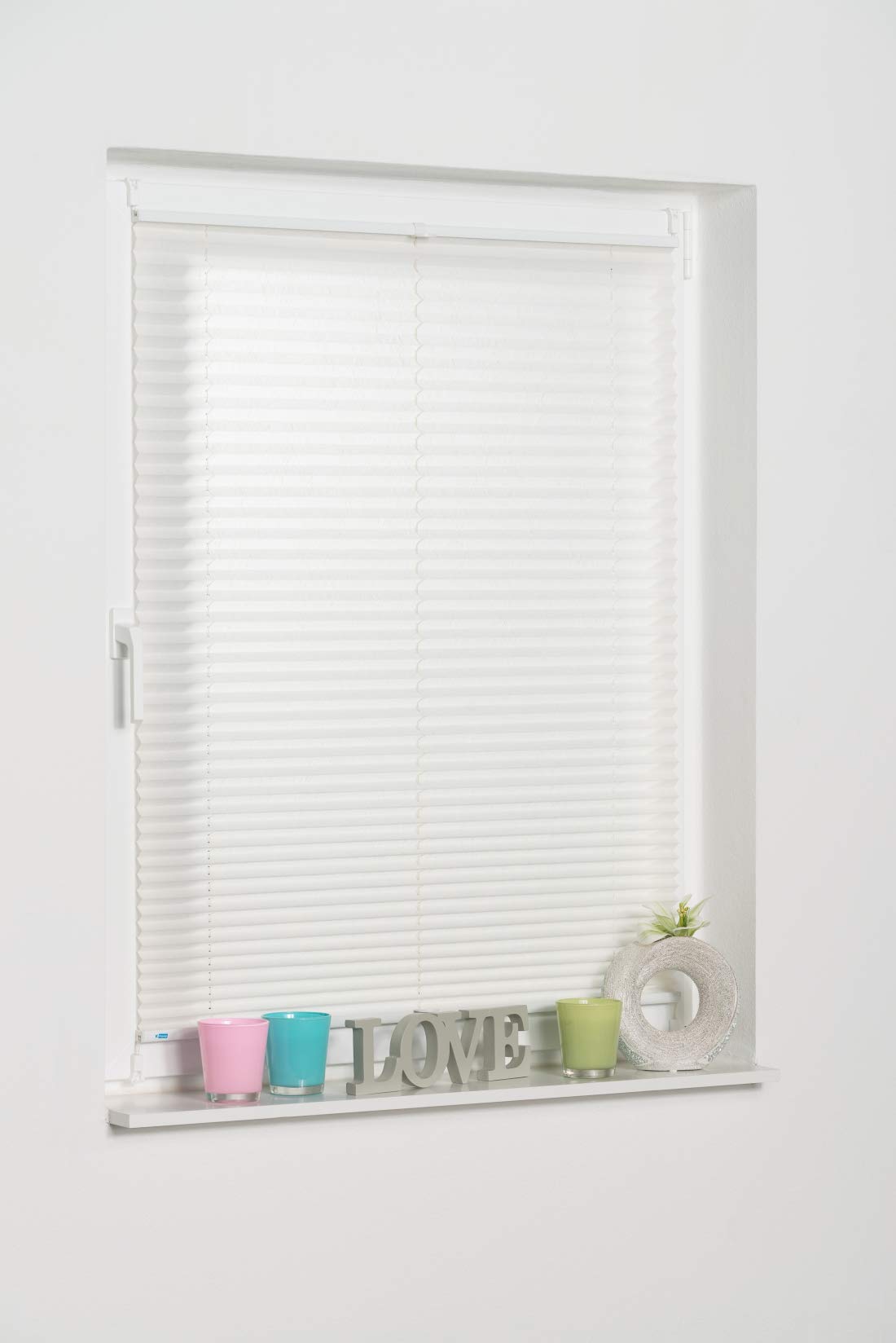 K-Home Klemmfix Pleated Window Shade, Beige, 110 x 130 cm - Perfect for Living Room, Bedroom & Office Privacy
