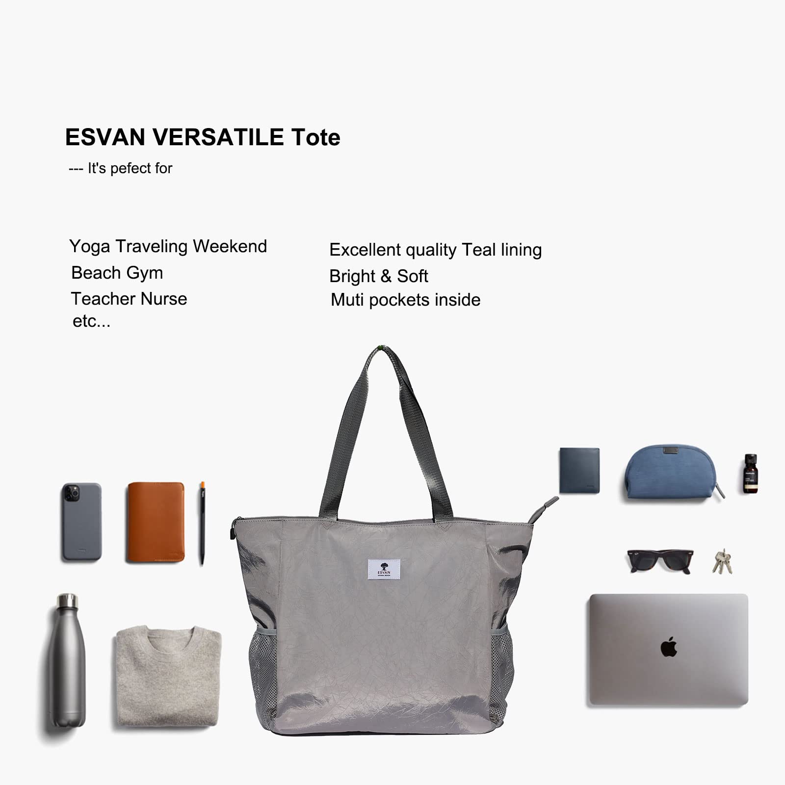 ESVAN Yoga Mat Bag - Premium Tote Carrier with Shoulder Strap for Yoga, Pilates, Gym, Travel & Beach - Perfect for Workouts, Office Commute & Fitness Accessories Storage