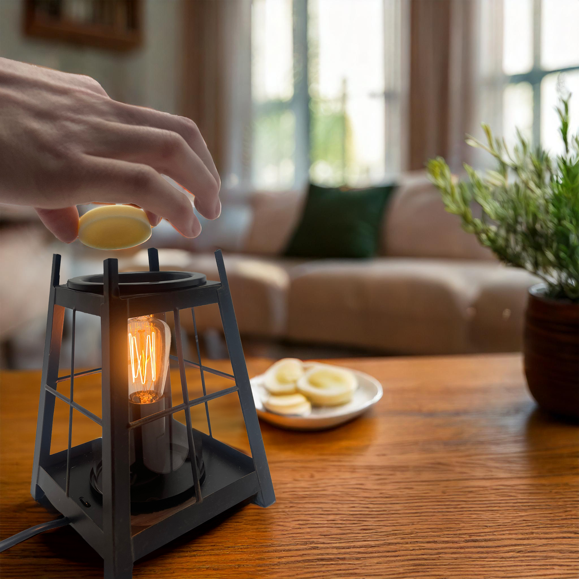 Vintage Edison Style Metal Electric Wax Warmer Lantern - Aromatherapy Wax Melter for Home, Office, Spa & Gift Giving