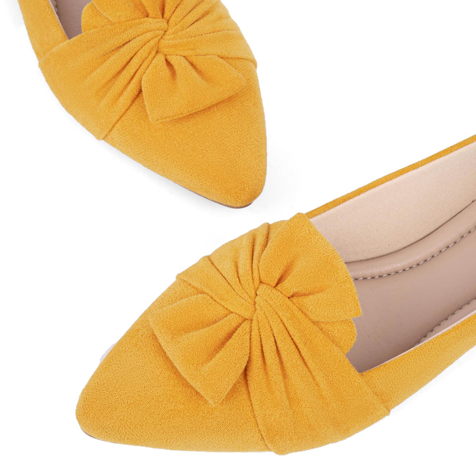 MUSSHOE Women's Pointed Toe Ballet Flats - Comfortable Dressy Bowknot Shoes for Work, Office & Wedding Occasions