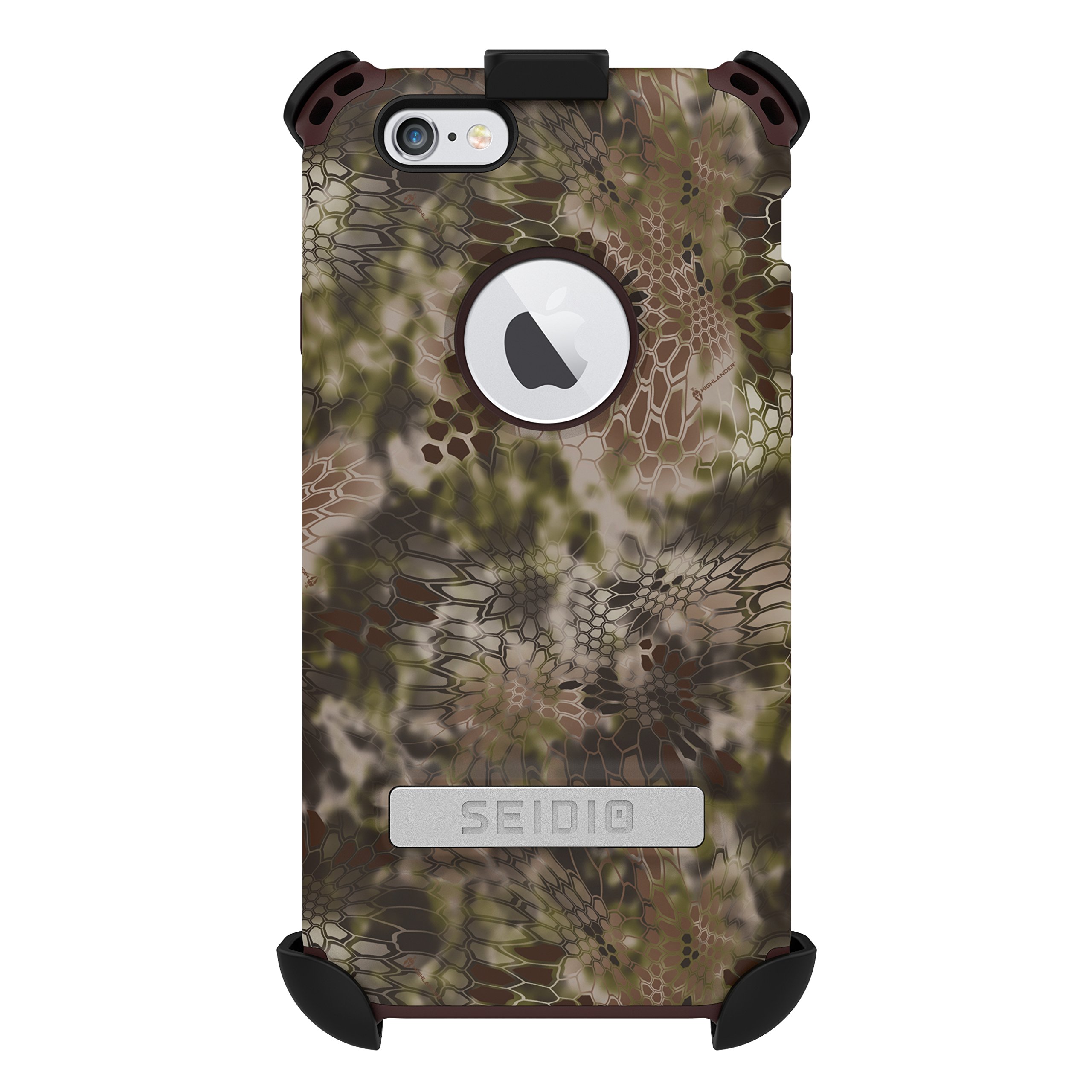 Seidio Dilex Rugged Case with Metal Kickstand & Holster Combo for iPhone 6/6s - Kryptek Highlander Design | Shockproof Protection for Outdoor & Work Use