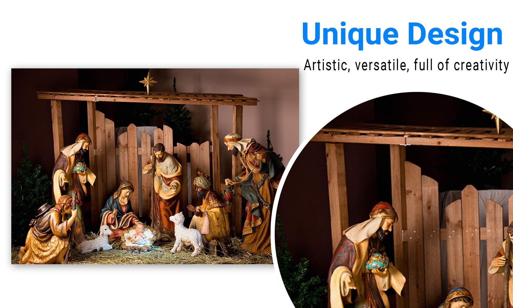 Funnytree 7x5ft Christmas Nativity Scene Backdrop - Holy Night Manger Photography Background for Xmas Portraits, Photobooth, Party Decor & Studio Props | Perfect for Holiday Cards, Church Events & Family Photos