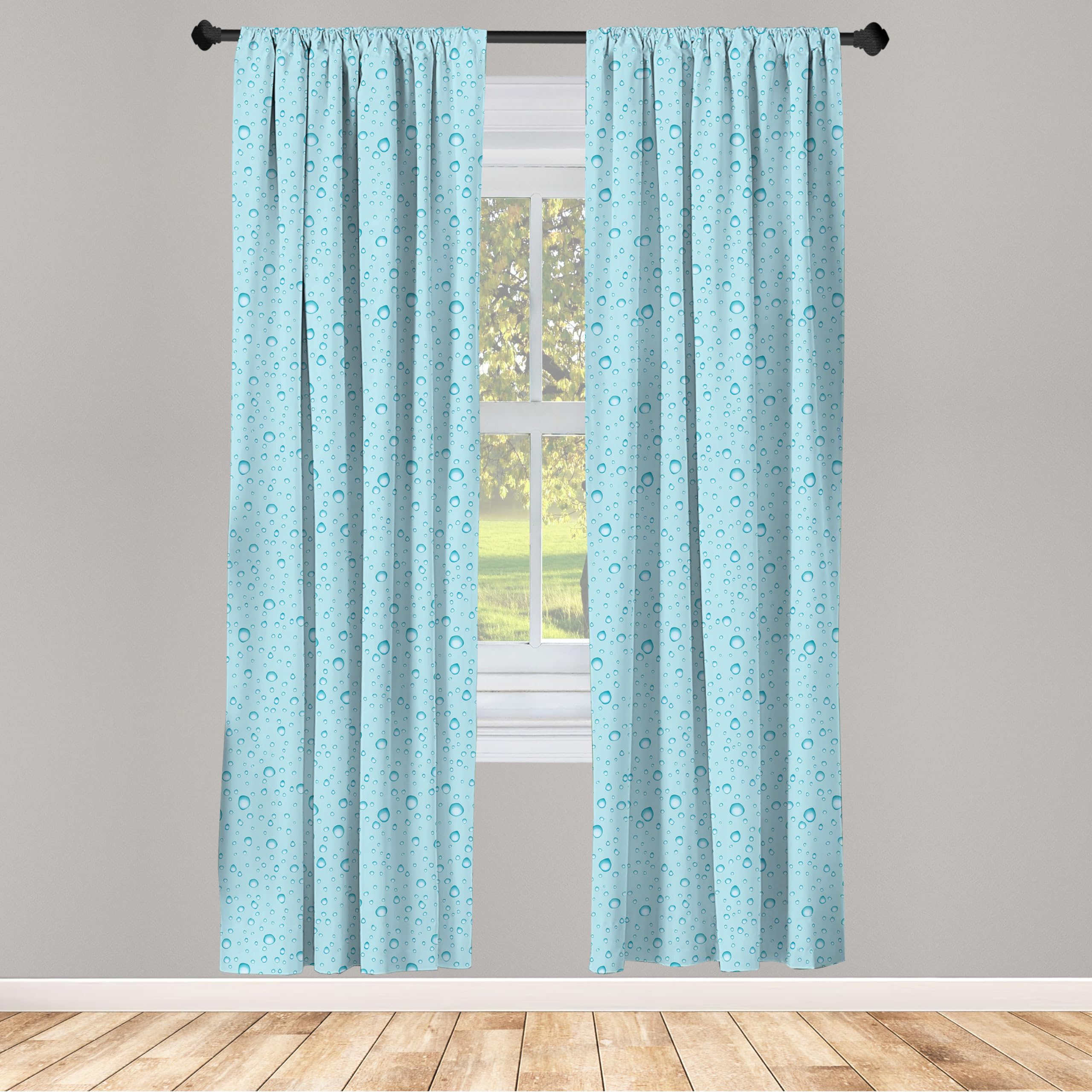 Ambesonne Aqua Water Drop Curtains - 2 Panel Set, 28
