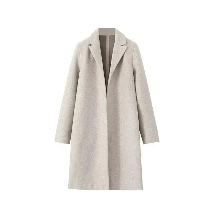 Women's Solid Color Long Overcoat Trench Coat - Elegant & Warm Winter Outerwear for Office, Travel & Casual Wear