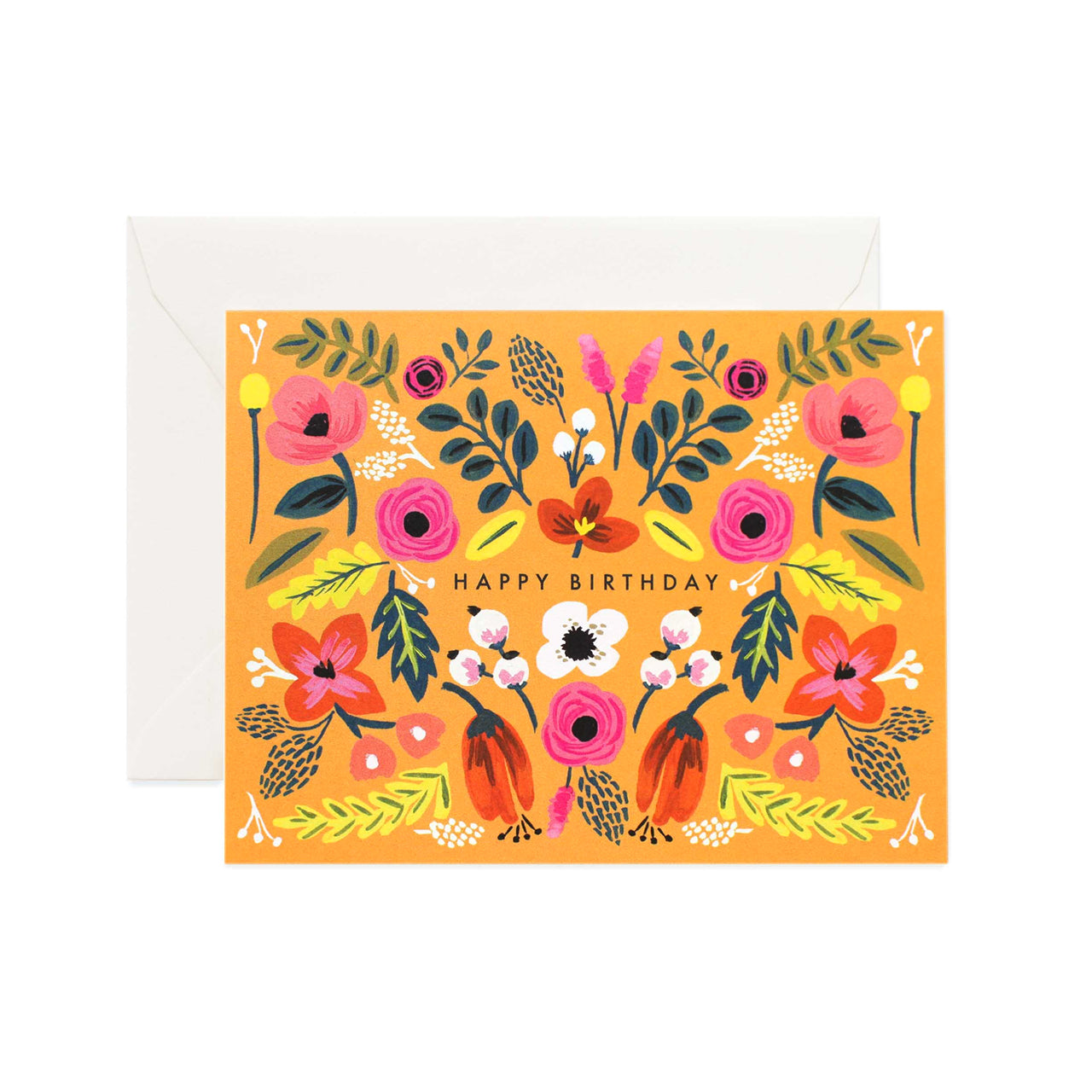 Rifle Paper Co Folk Birthday Greeting Card - Handmade Floral Design for Birthdays, Parties & Special Occasions