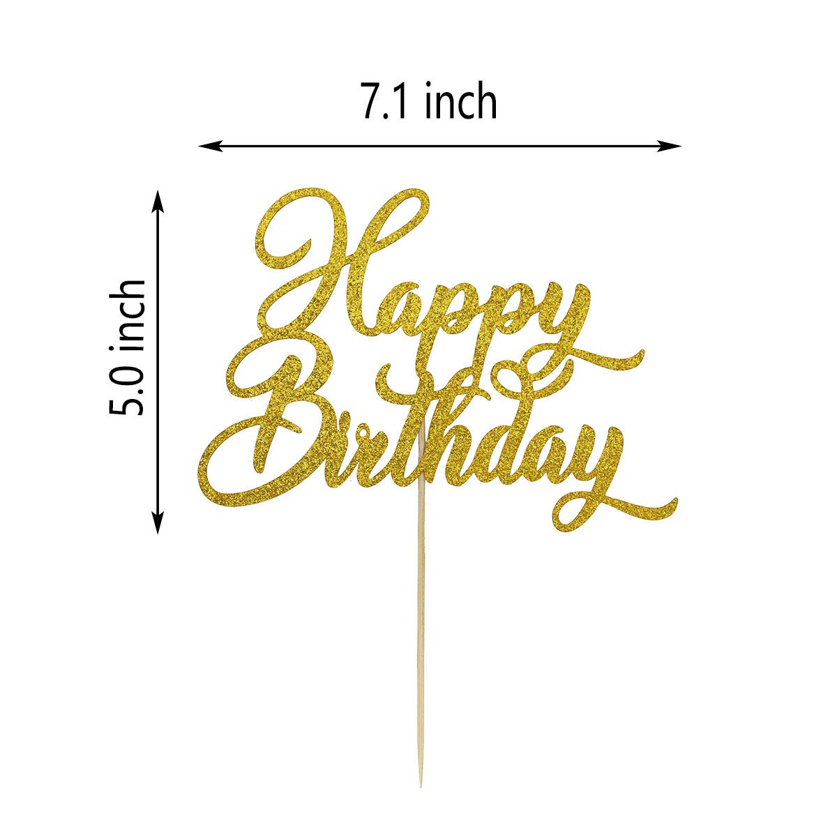 Happy Birthday Cake Topper - Double Sided Gold Glitter Cake Decorations for Birthday Parties, Wedding, Anniversary & Special Events