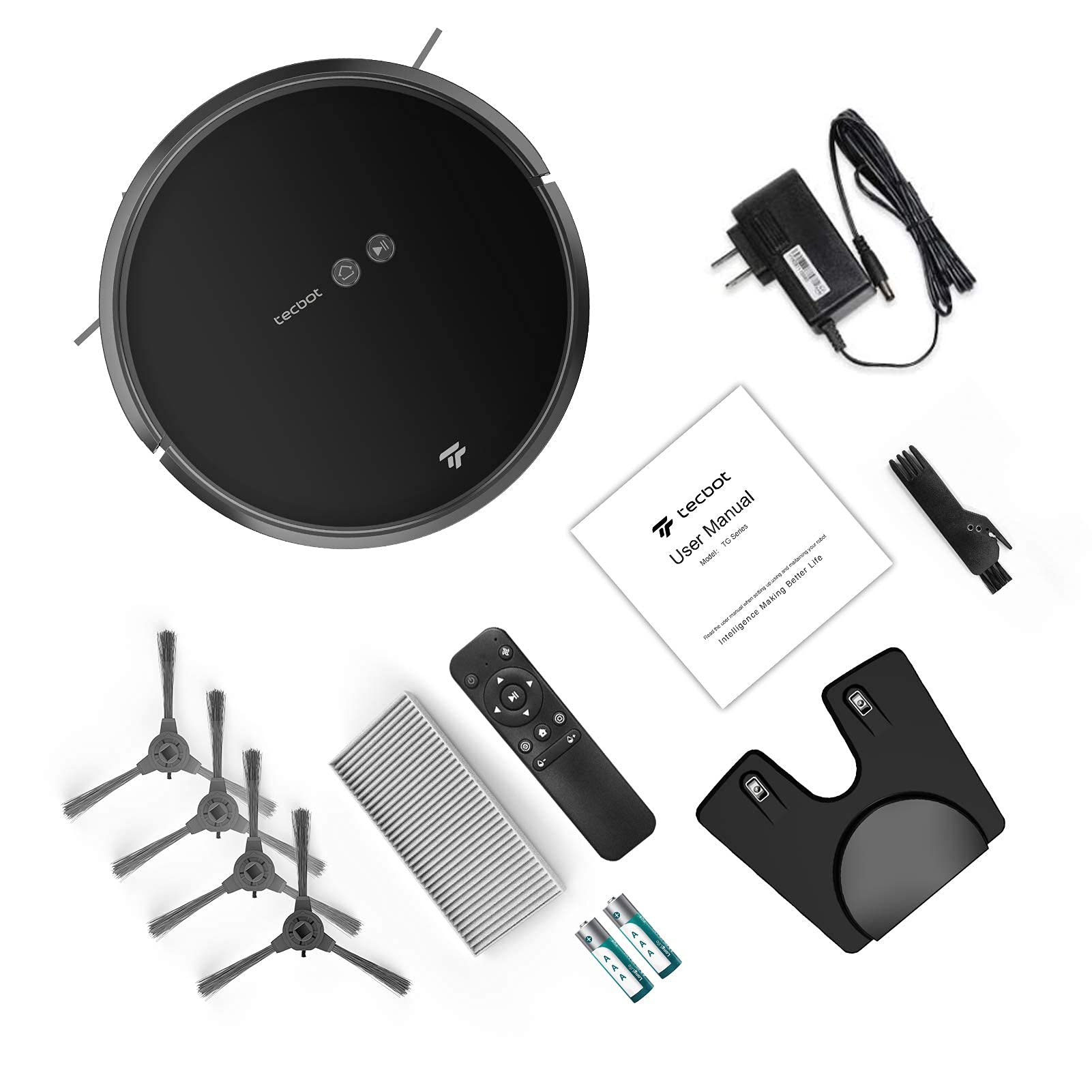 TECBOT S1 Robot Vacuum and Mop Cleaner - Slim 2-in-1 Robotic Vacuum with 2600mAh Self-Charging, Wi-Fi/App/Alexa Control for Hard Floors & Pet Hair - Perfect for Daily Home Cleaning & Smart Housekeeping