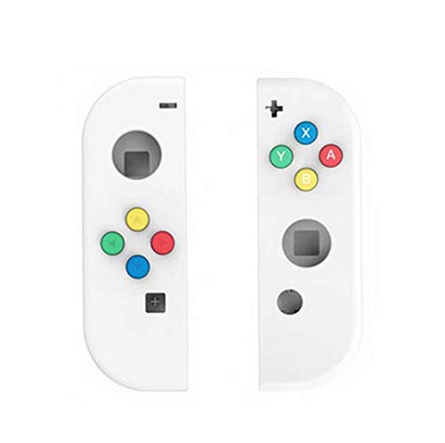 Durable Protective Case & Colorful ABXY Buttons for Nintendo Switch Joy-Con Controllers (Left/Right) - White Shell with Custom Buttons | Gaming Accessories for Enhanced Protection & Style