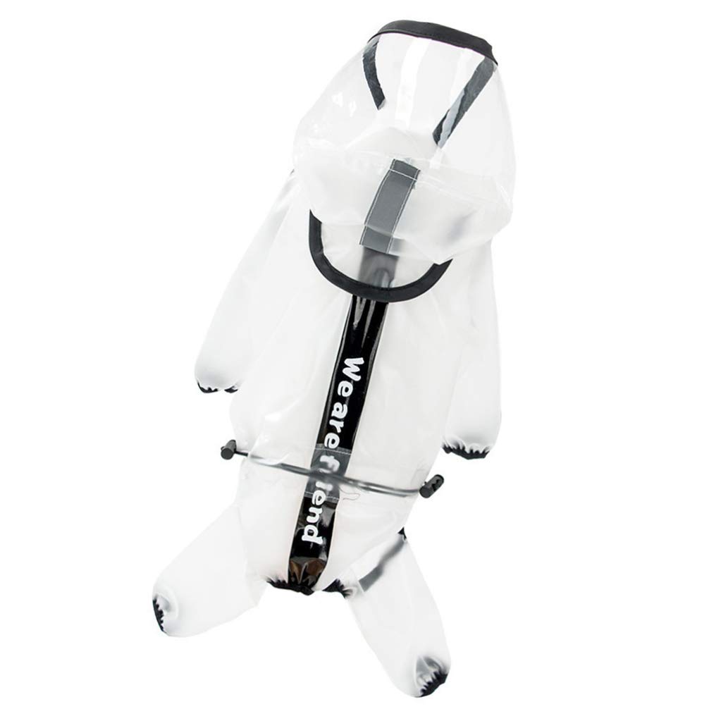 POPETPOP Clear Dog Rain Poncho with Reflective Strips - Waterproof Hooded Raincoat for Large Dogs (Size L) - Outdoor Pet Rainwear for Walking, Hiking & Camping