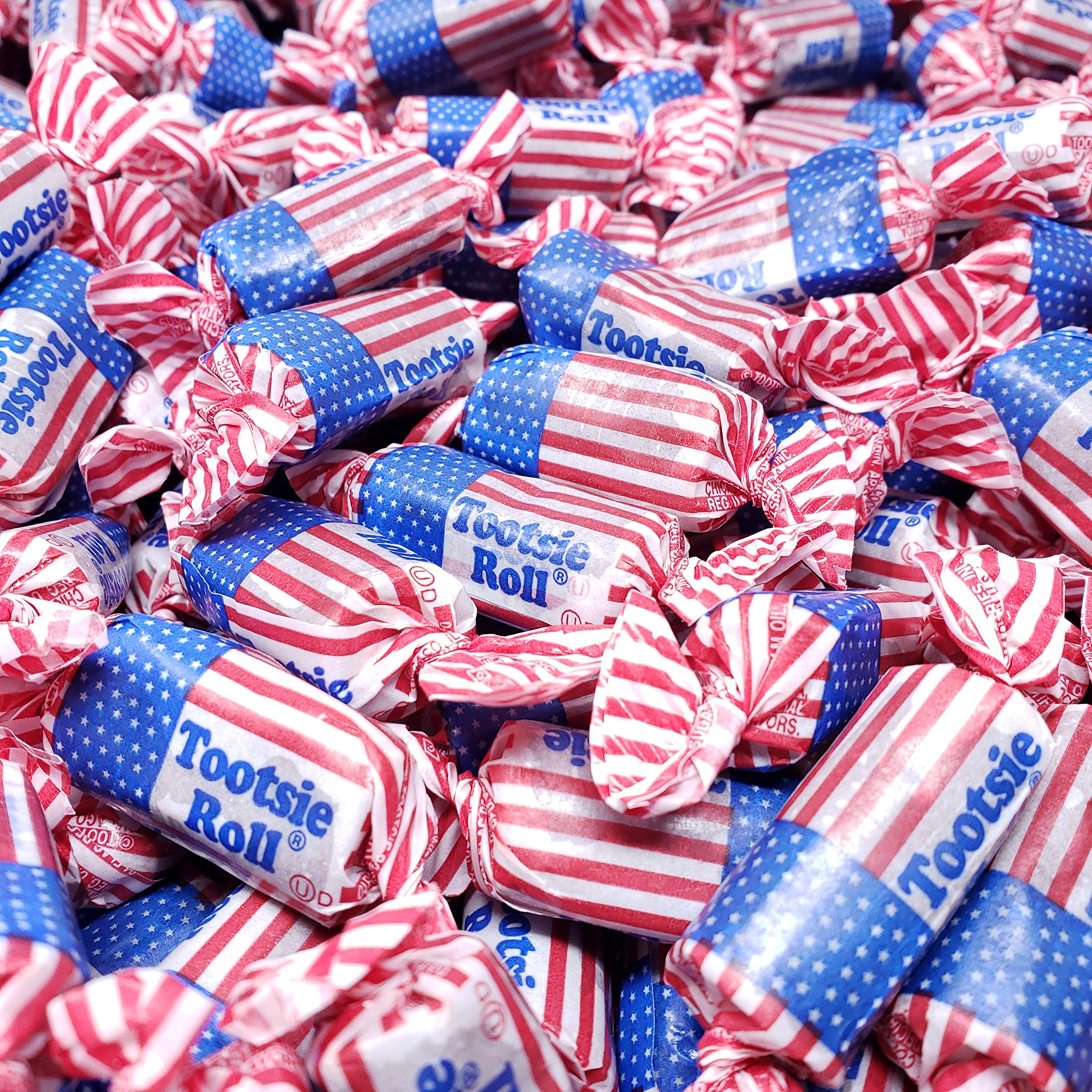 Patriotic Tootsie Rolls - Red White Blue Candy 1lb for Parties & Gifts