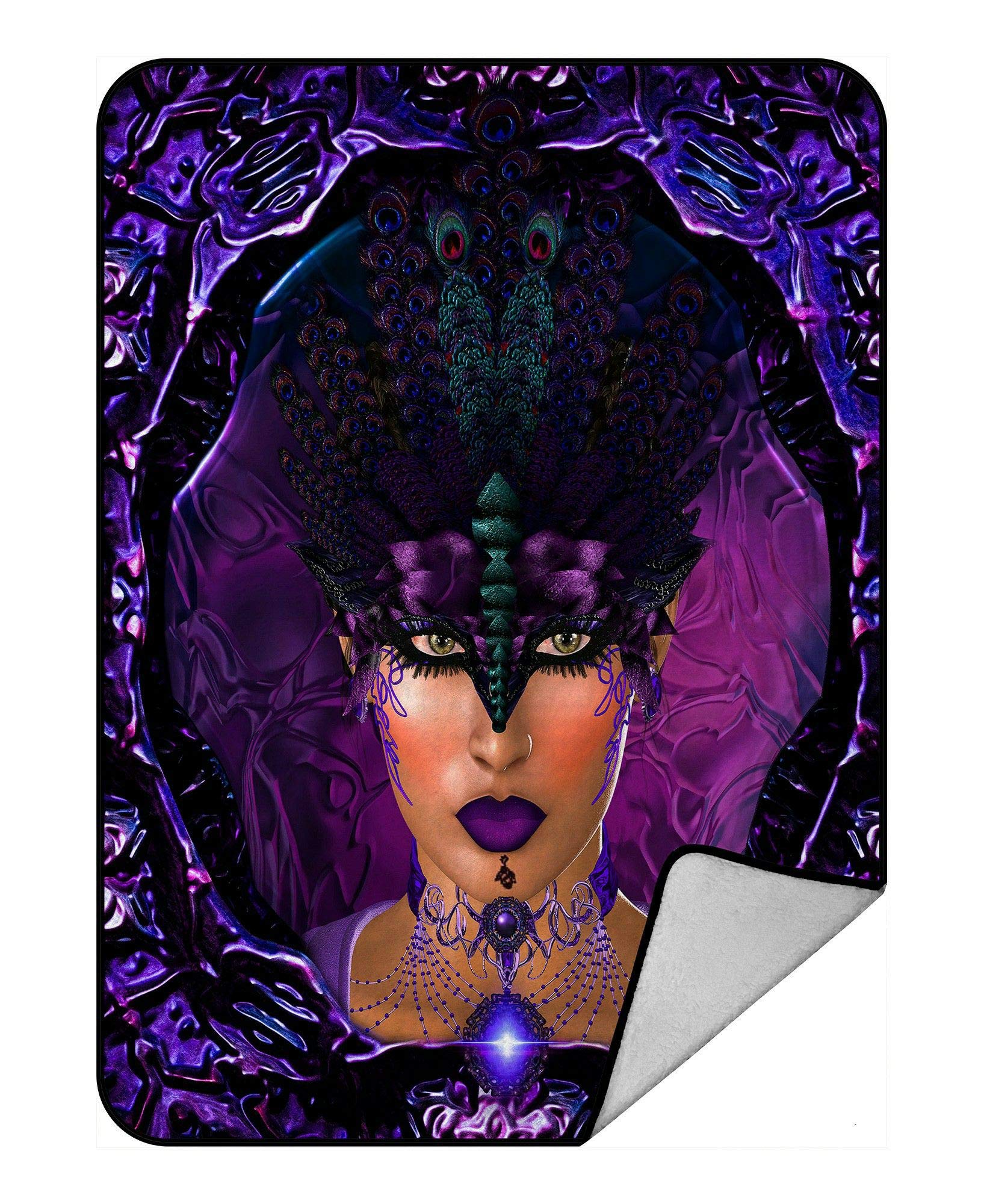 ECZJNT Purple Queen Masquerade Fleece Throw Blanket - Soft Plush Blanket 58x80 Inch for Bed, Sofa & Movie Nights - Seven Worlds Design Cozy Home Decor