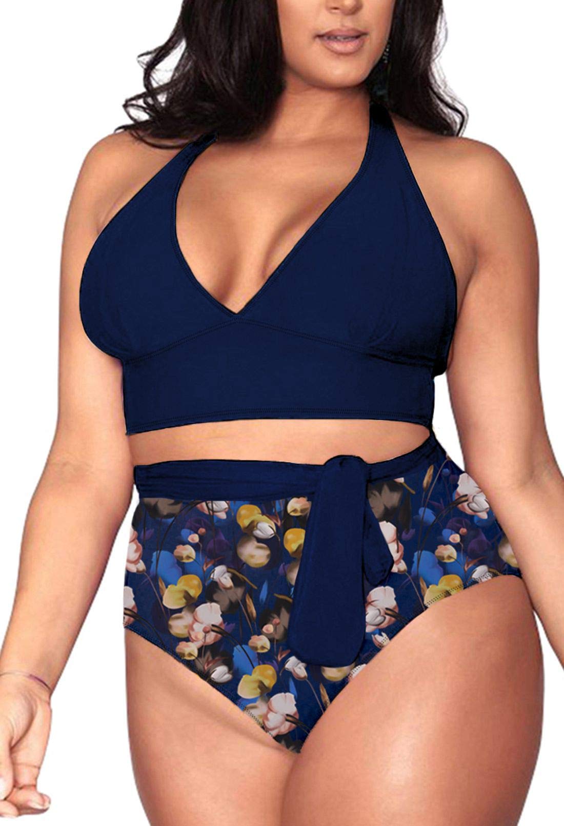 Sovoyontee Women's Plus Size High Waisted Tummy Control Swimwear - Full Coverage Bathing Suit for Women | Beach, Pool & Vacation Swimwear
