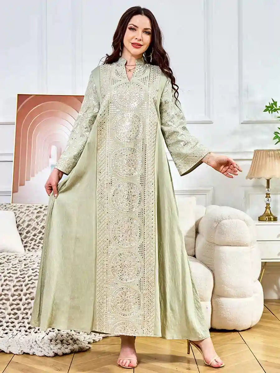 Elegant Eid Sequins Middle East Arab Caftan Kaftan Dress for Women - Traditional Islamic Party Wear #25397 | Perfect for Eid Celebrations, Weddings & Special Occasions