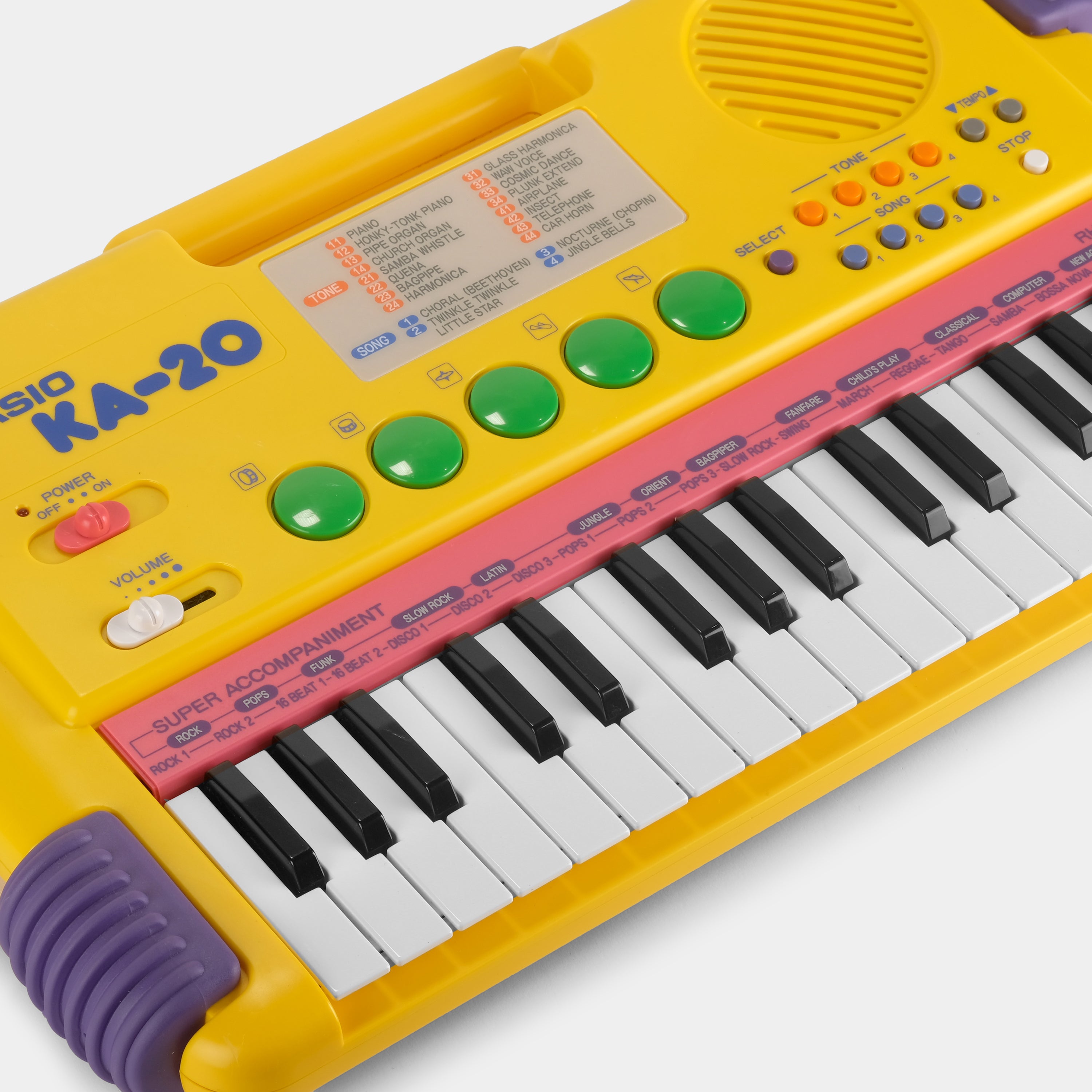 Casio KA-20 61-Key Portable Keyboard Synthesizer in Yellow - Perfect for Beginners, Music Practice & Home Entertainment