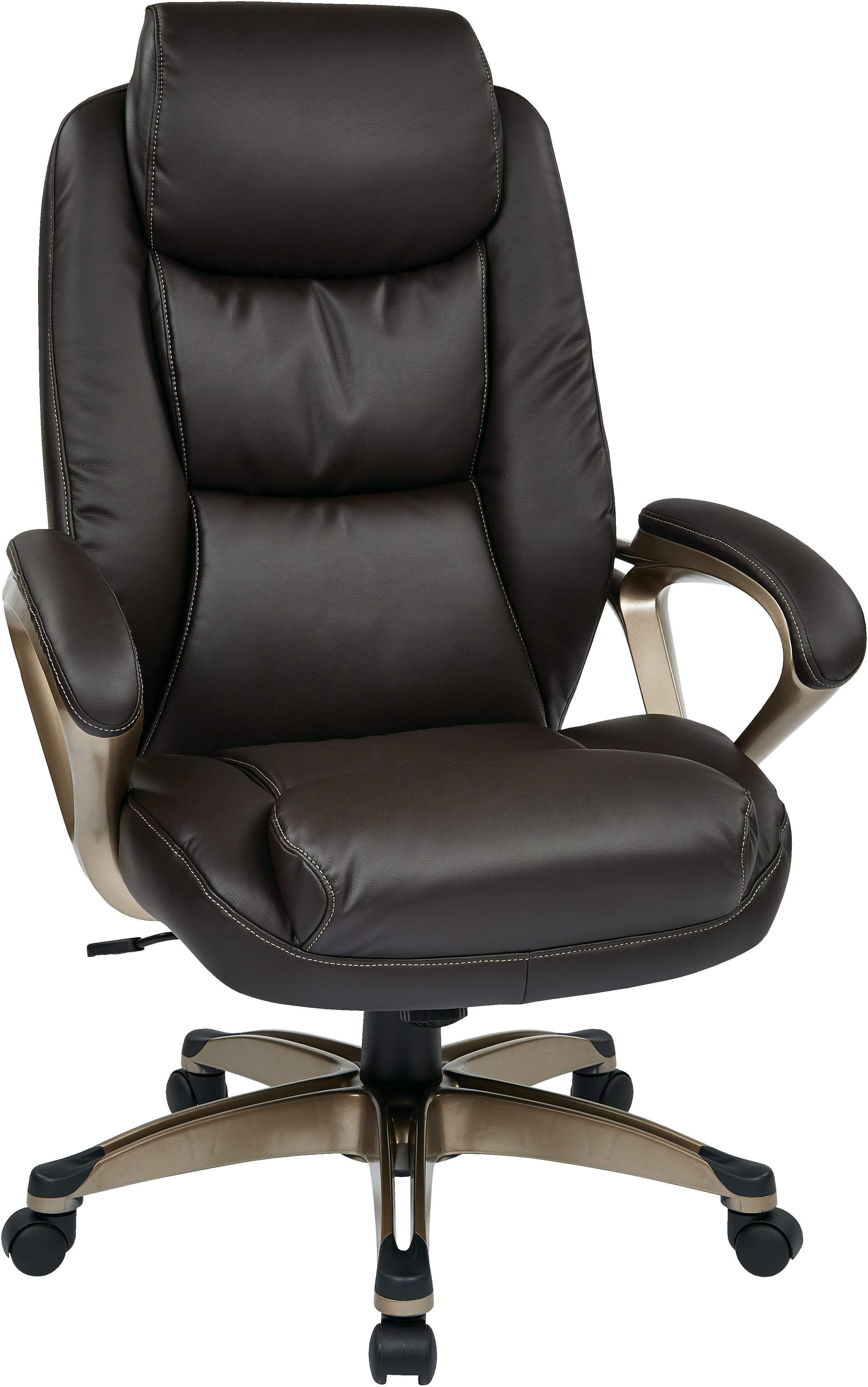 Office Star Work Smart™ Executive Cocoa Leather Chair [ECH89181] - Ergonomic Office Chair for Home & Business, Comfortable Desk Chair for Long Hours Working