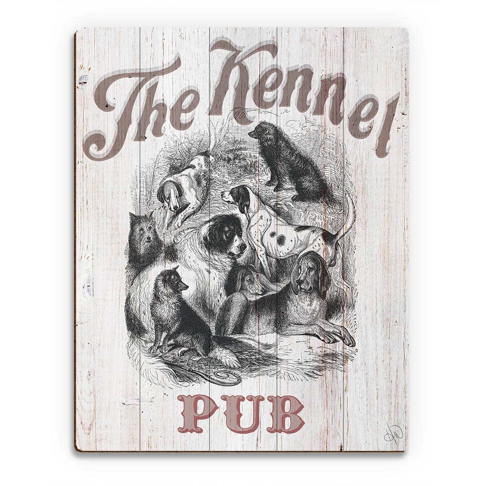 Victorian Hunting Dogs Wood Wall Art - Vintage Pub Sign for Bar & Kitchen Decor
