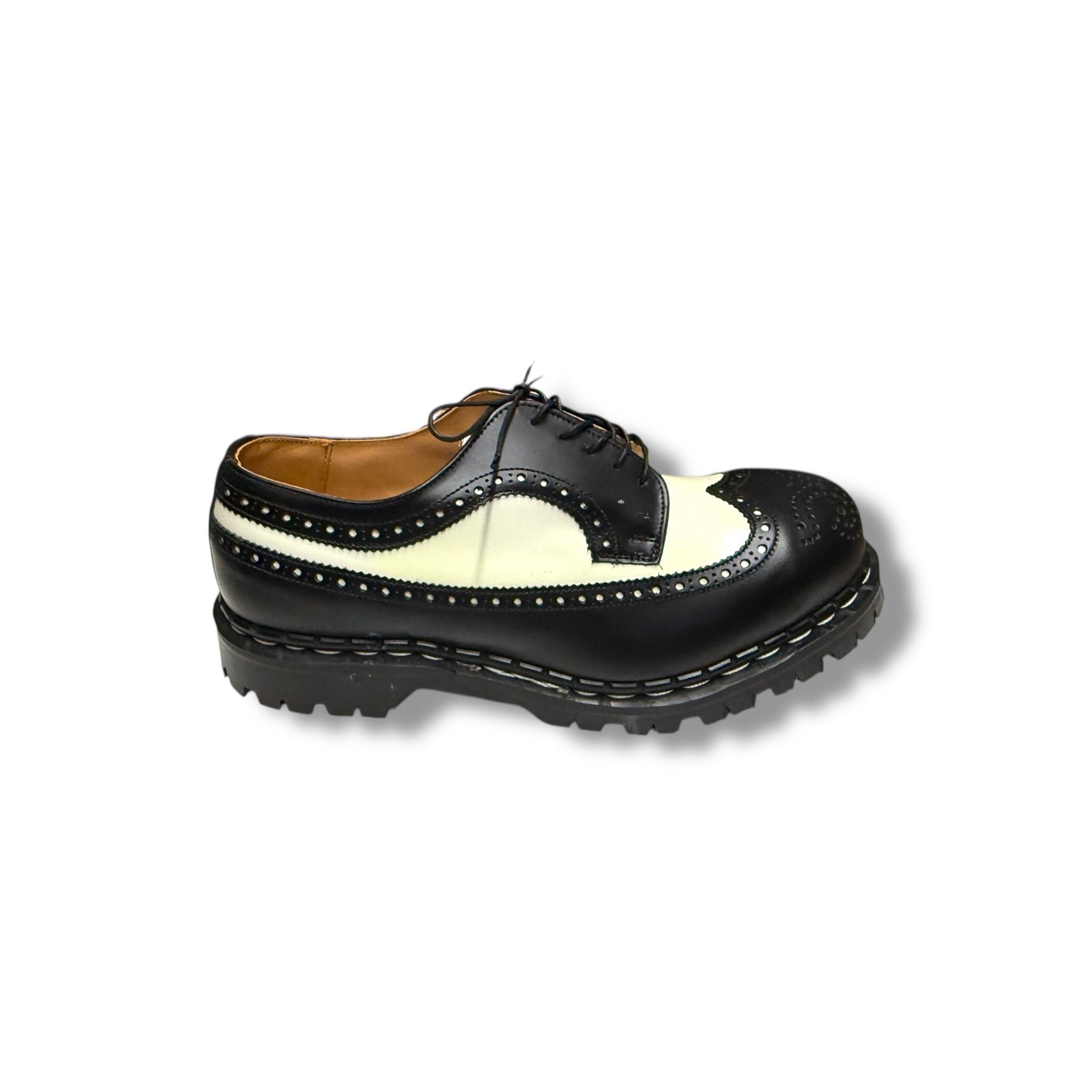 Gripfast Black & White 5 Eye Steel Toe Work Boots - Durable Safety Shoes for Construction, Industrial & Outdoor Work