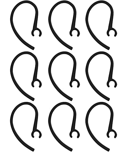Redskypower 9-Pack Black Ear Hooks Replacement for M25 M55 M70 M90 M155 M165 Bluetooth Headsets - Secure Fit, Comfortable Loops for Workouts, Running, Driving & Hands-Free Calls