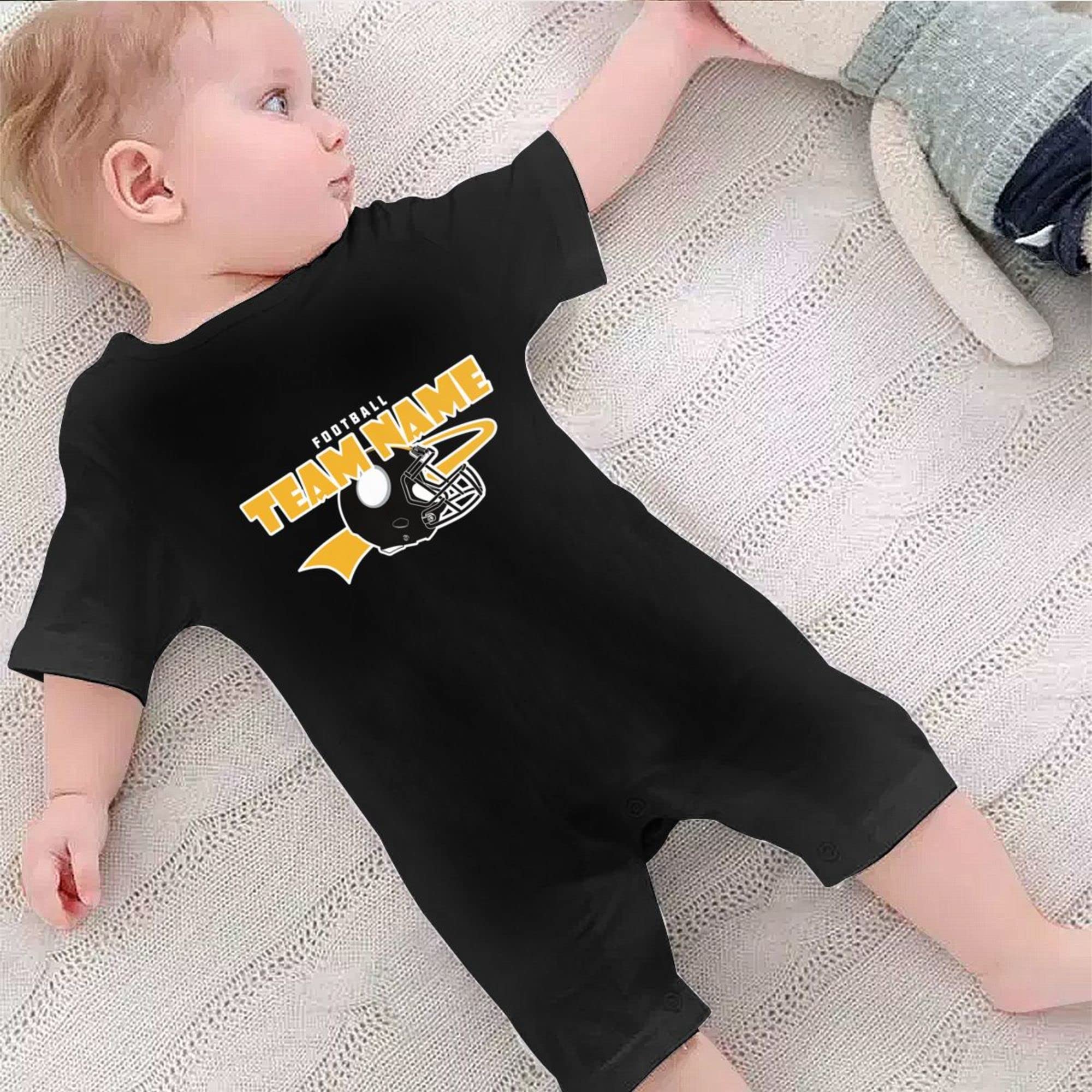 ANTKING Custom Baby Bodysuit with Name & Number - Soft Cotton Infant Onesie for Boys & Girls | Perfect Baby Shower Gift & Newborn Outfit for Pittsburgh Fans