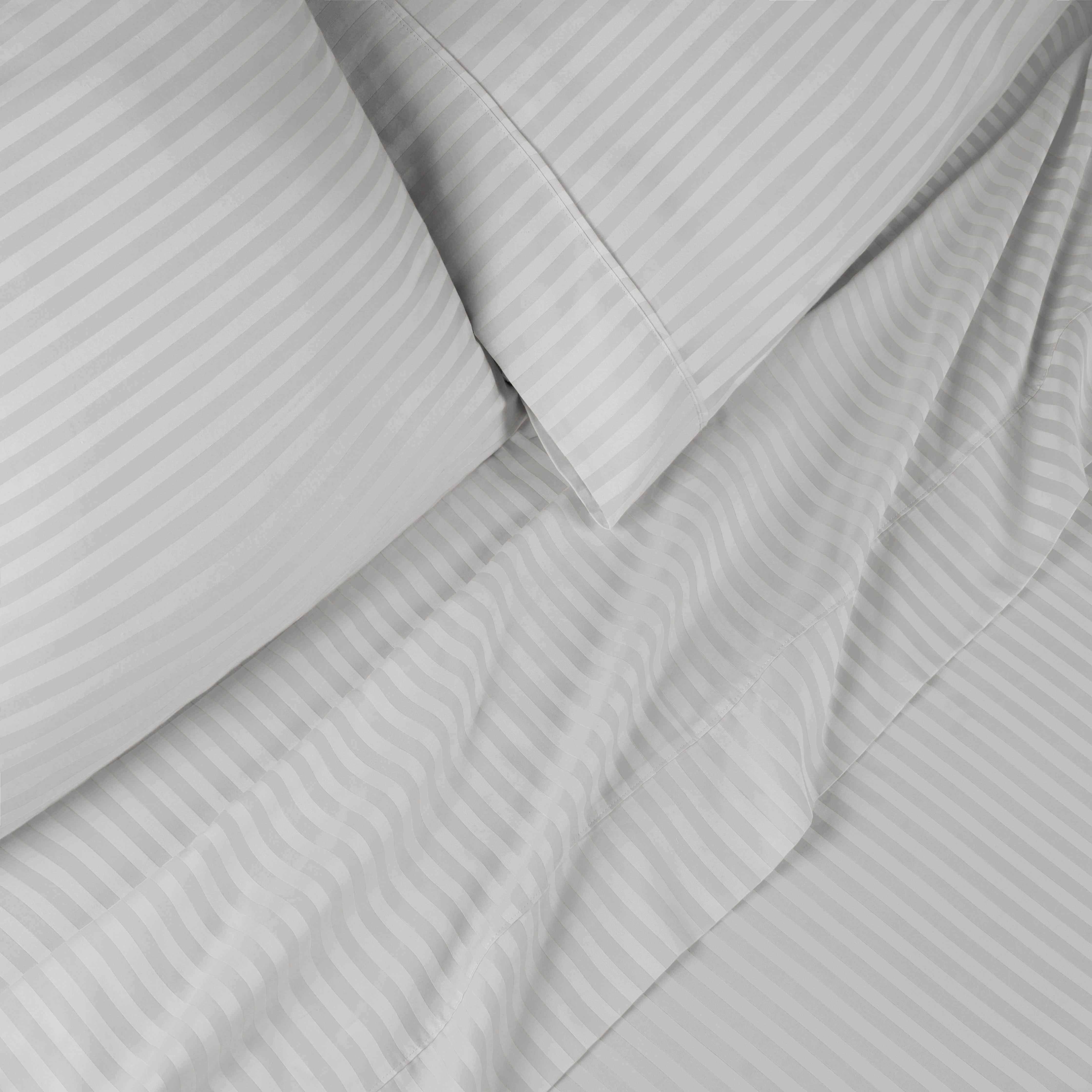 Premium 400 Thread Count Egyptian Cotton Sheet Set - Deep Pocket, Striped Design for Ultimate Comfort - Perfect for Master Bedrooms & Guest Rooms