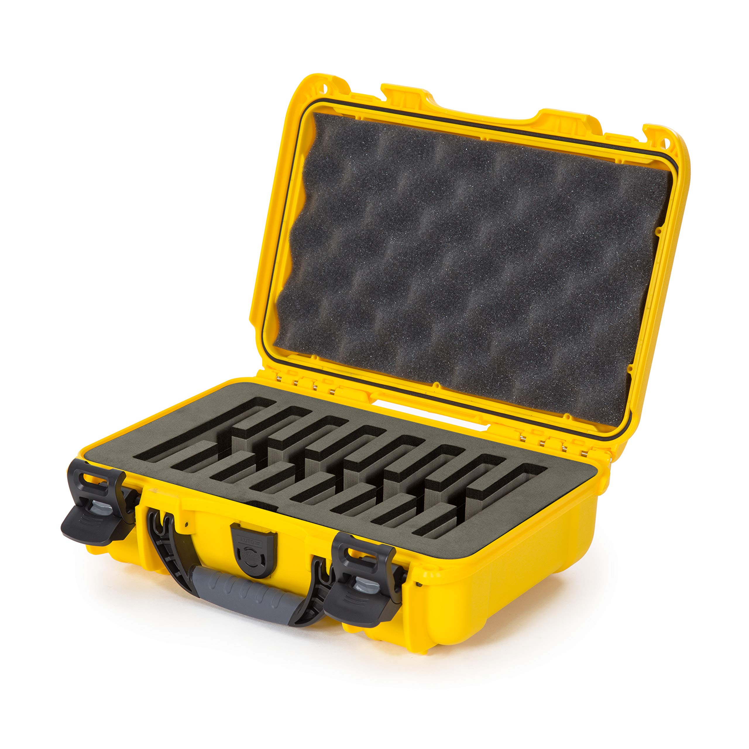 Nanuk 909 Waterproof Hard Case with Custom Foam Insert for 8 Pocket Knives - Heavy Duty Protective Storage for Camping, Hunting & Outdoor Gear (Yellow)