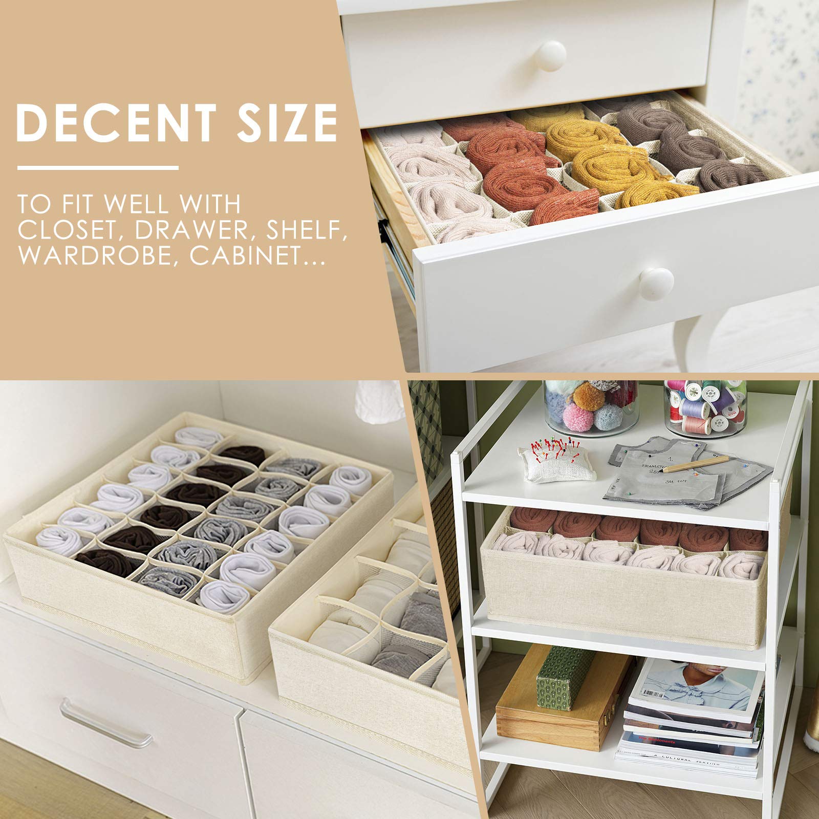 8-Pack 11-Inch Fabric Storage Cubes & 3-Pack Drawer Organizers - Perfect for Closet, Dresser & Underwear Sock Storage | Space-Saving Home Organization Solution for Bedroom, Nursery & Dorm Rooms