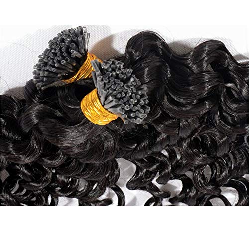 Premium Malaysian Loose Wave Human Hair Extensions - 30 Inch I-Tip Bonded Hair 1g/s (Colors #1/#2/#4) - Deep Curly Easy Stick Tip for Natural Look - Perfect for Weddings, Parties & Daily Styling (22 Inch 100 Strands, Color #2 Darkest Brown)
