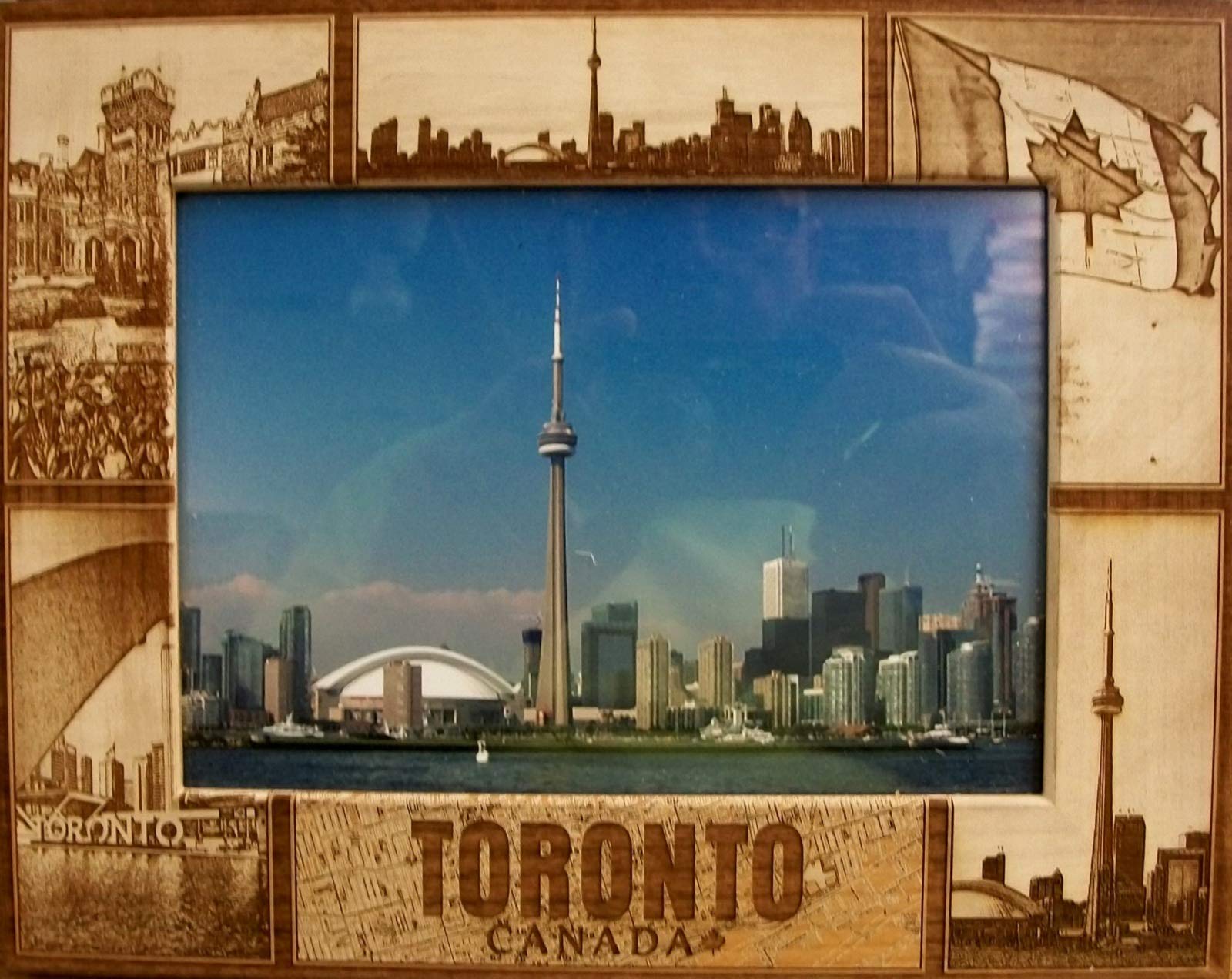 Personalized Toronto Skyline Laser Engraved Wood Picture Frame - 5x7 Inches - Customizable Gift for Home & Office Decor - Perfect for Weddings, Anniversaries & Travel Memories