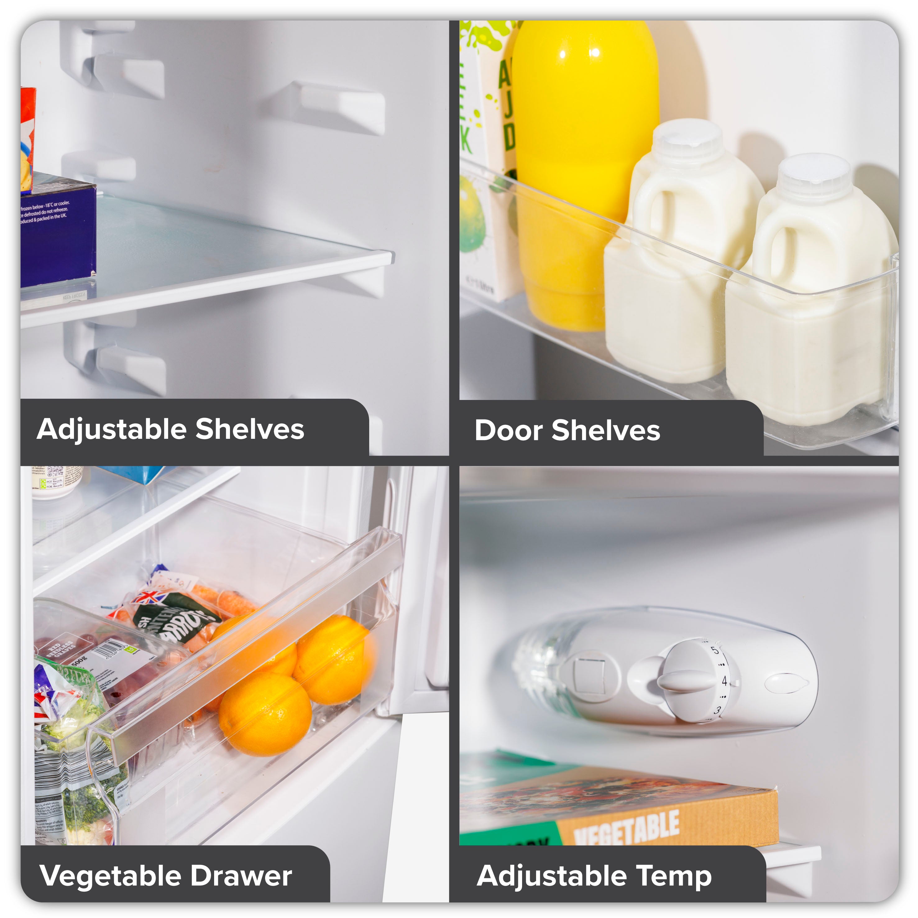 Baridi 47cm 70/30 Fridge Freezer with Adjustable Thermostat, 157L Capacity - Energy Efficient Compact Refrigerator for Home, Office, Dorm, or Apartment - White (Model DH252)