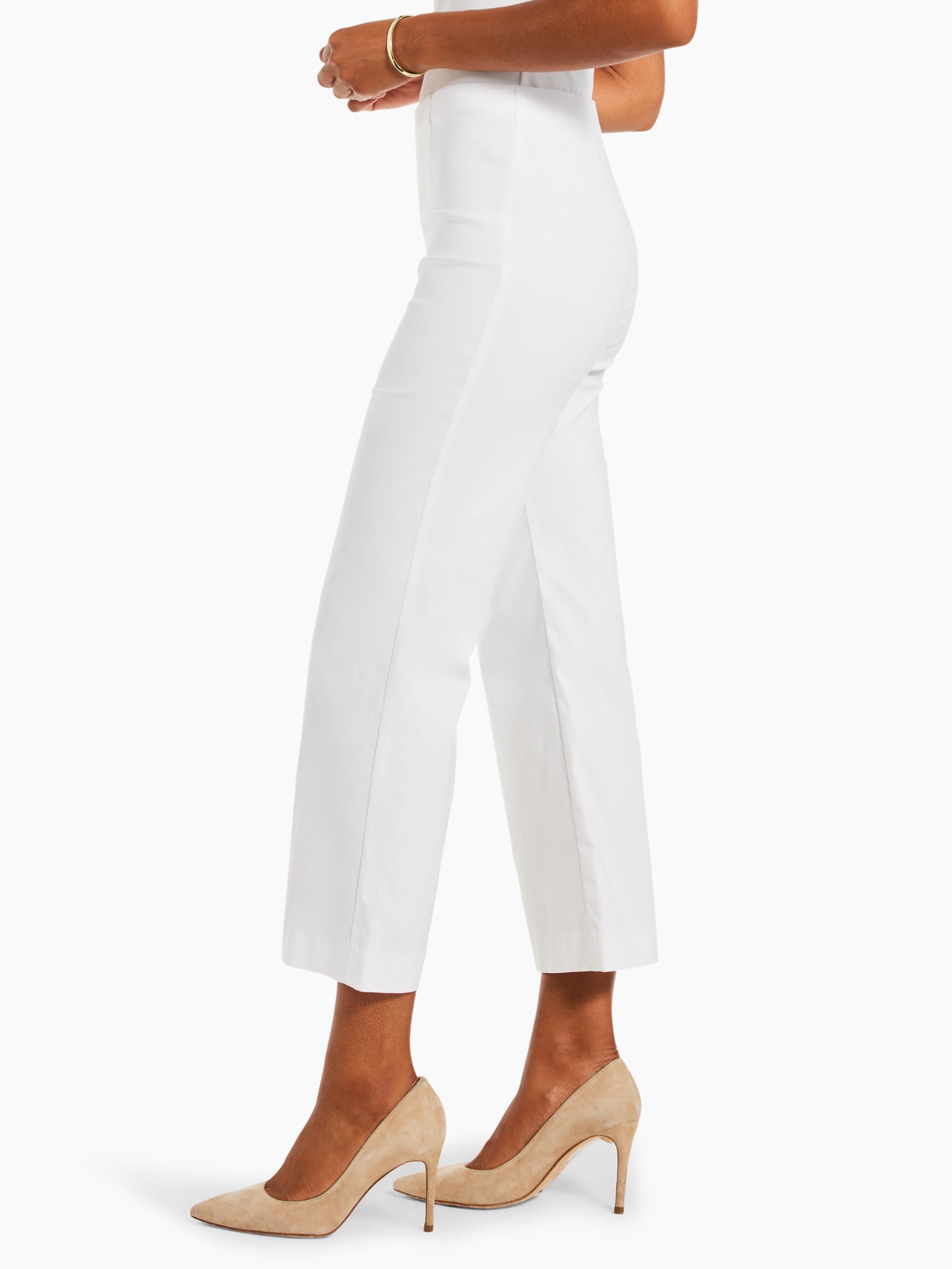 NIC+ZOE Women's Polished Wonderstretch Wide-Leg Crop Pants - Comfortable High-Waisted Stretchy Trousers for Work, Office & Casual Wear