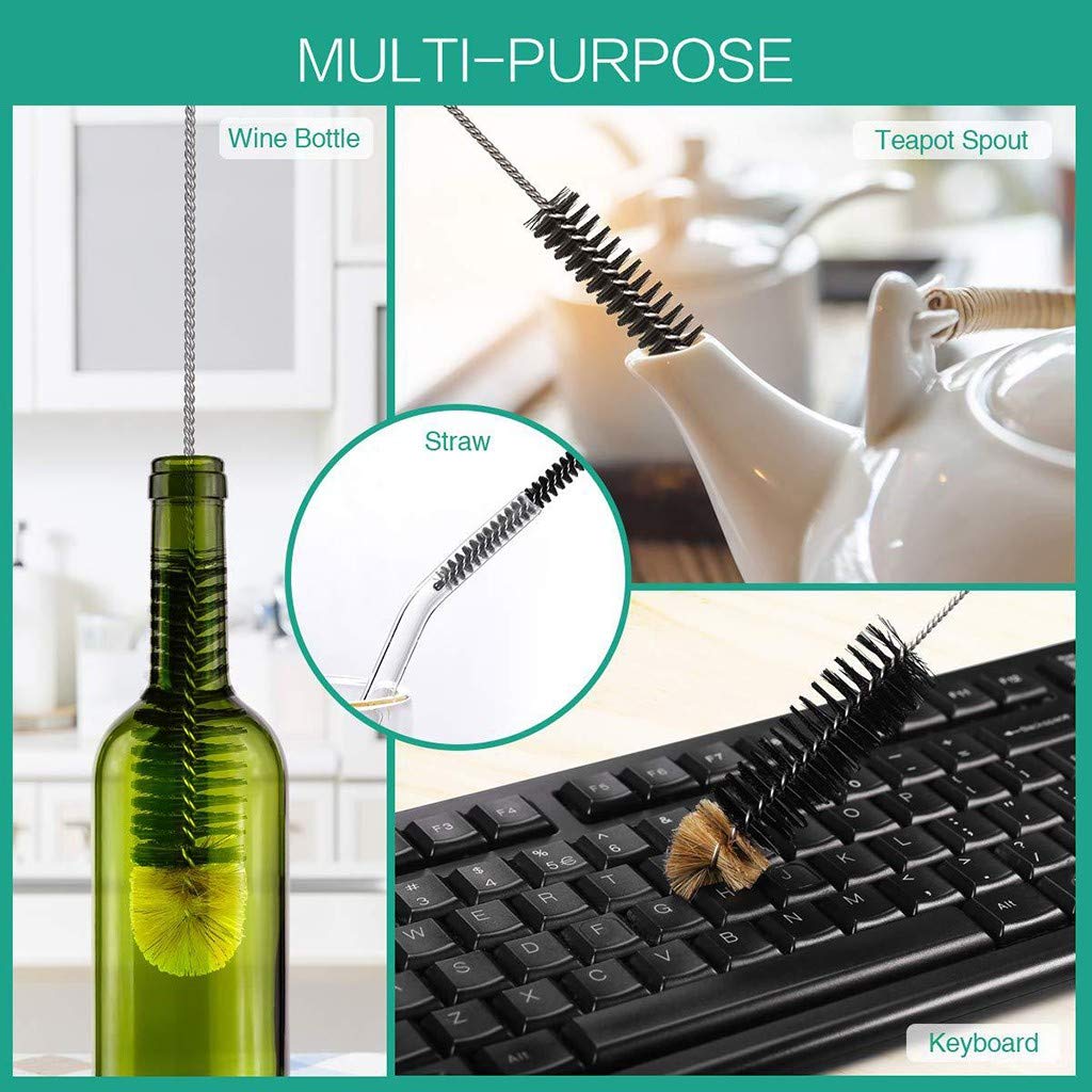 16in Flexible Bottle Brush with Long Handle - Durable Cleaning Brush for Narrow Neck Bottles, Baby Bottles, Flasks, Pitchers & Vases - Perfect for Kitchen, Baby Care, Bird Feeders & Home Cleaning