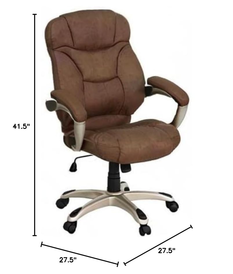 UrbanPro High Back Upholstered Office Chair - Ergonomic Executive Desk Chair with Lumbar Support, Brown Leather - Perfect for Home Office, Gaming & Workspace Comfort