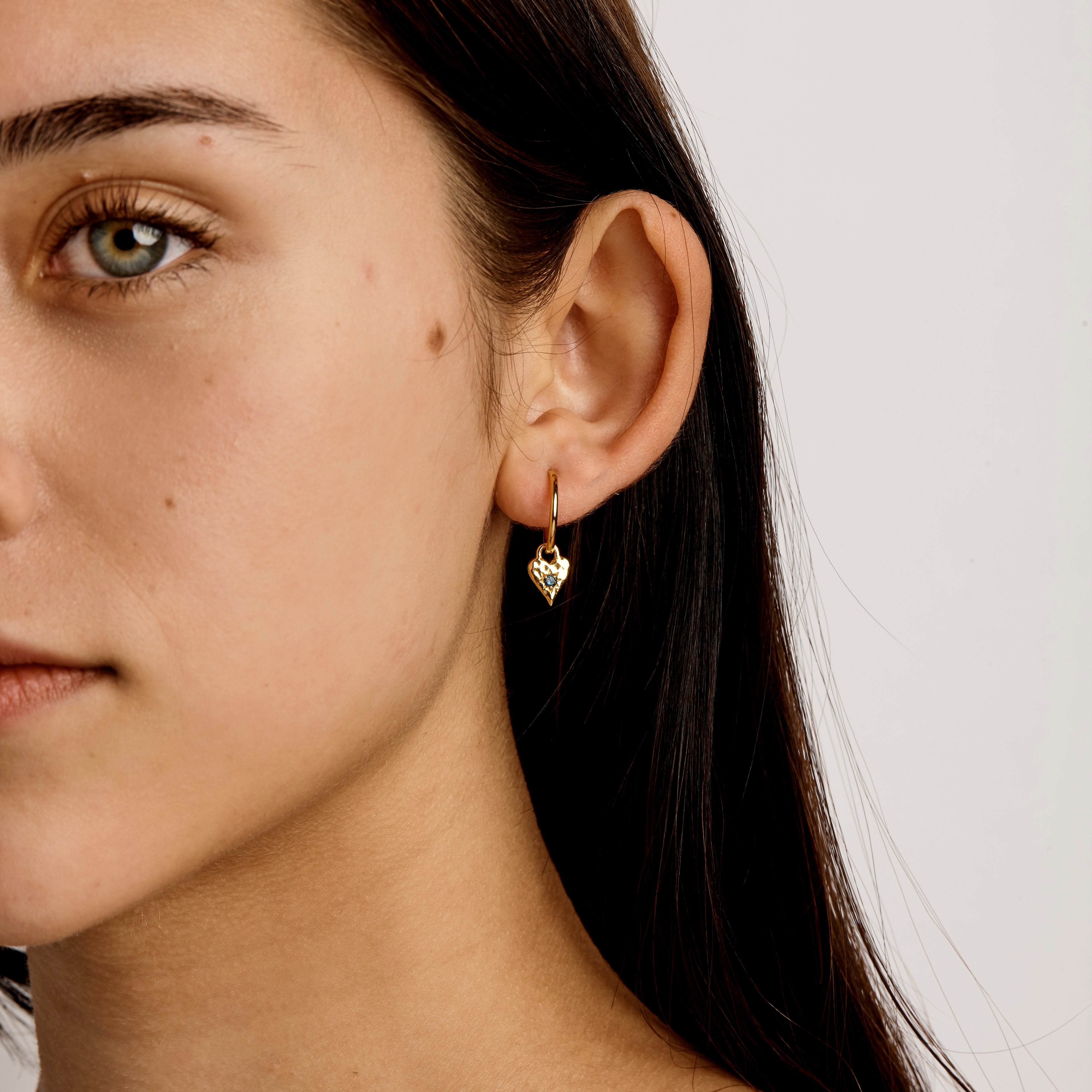 Love Heart London Blue Hoops Gold Earrings - Elegant Dainty Jewelry for Women, Perfect for Valentine's Day Gifts, Anniversary, or Everyday Wear