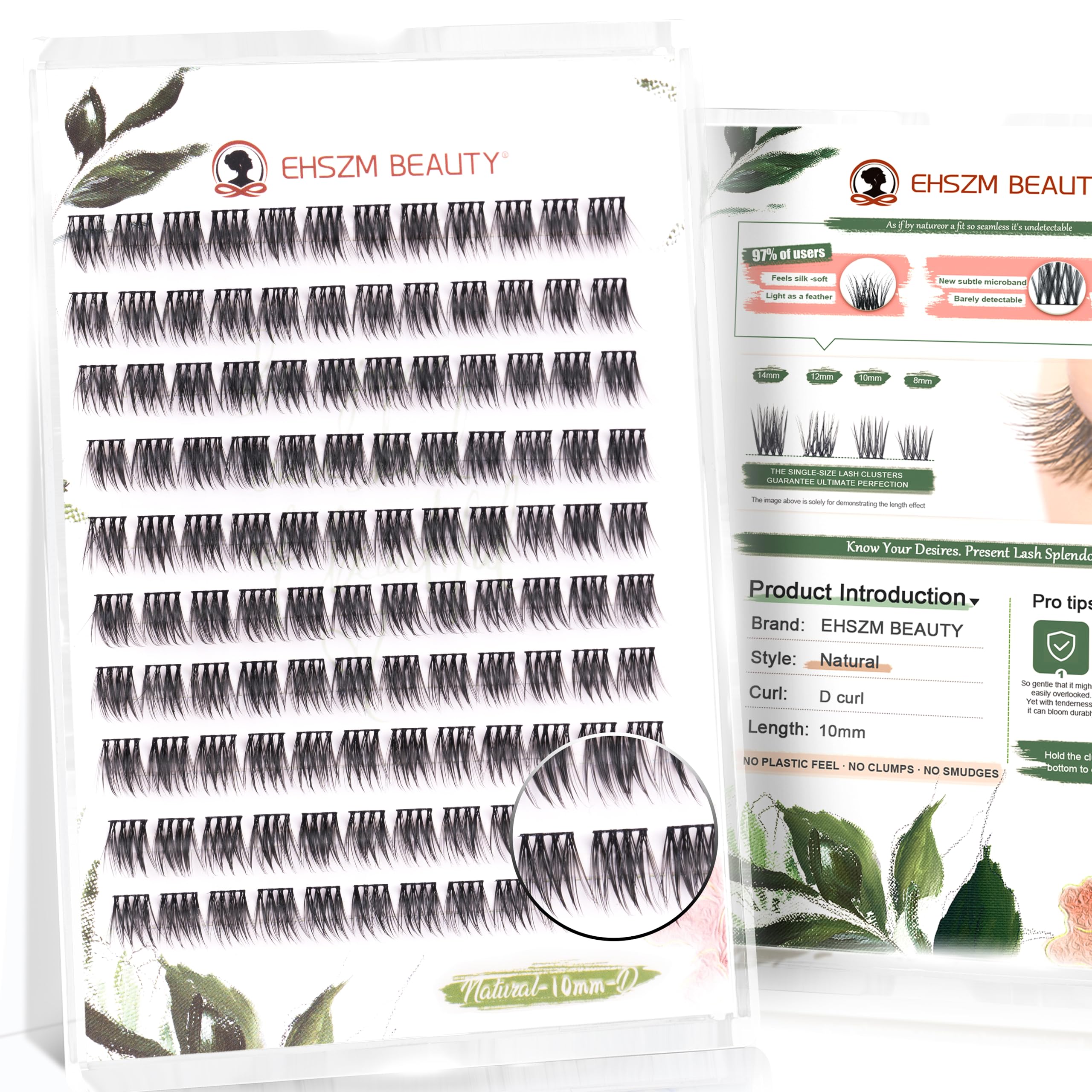 10mm Wispy D Curl Eyelash Clusters - Natural Look, No Plastic Feel, Ultra-Soft Individual Lashes with Thin Band | Long-Lasting & Comfortable | Perfect for Daily Wear, Special Occasions & Professional Makeup | Ehszm Beauty