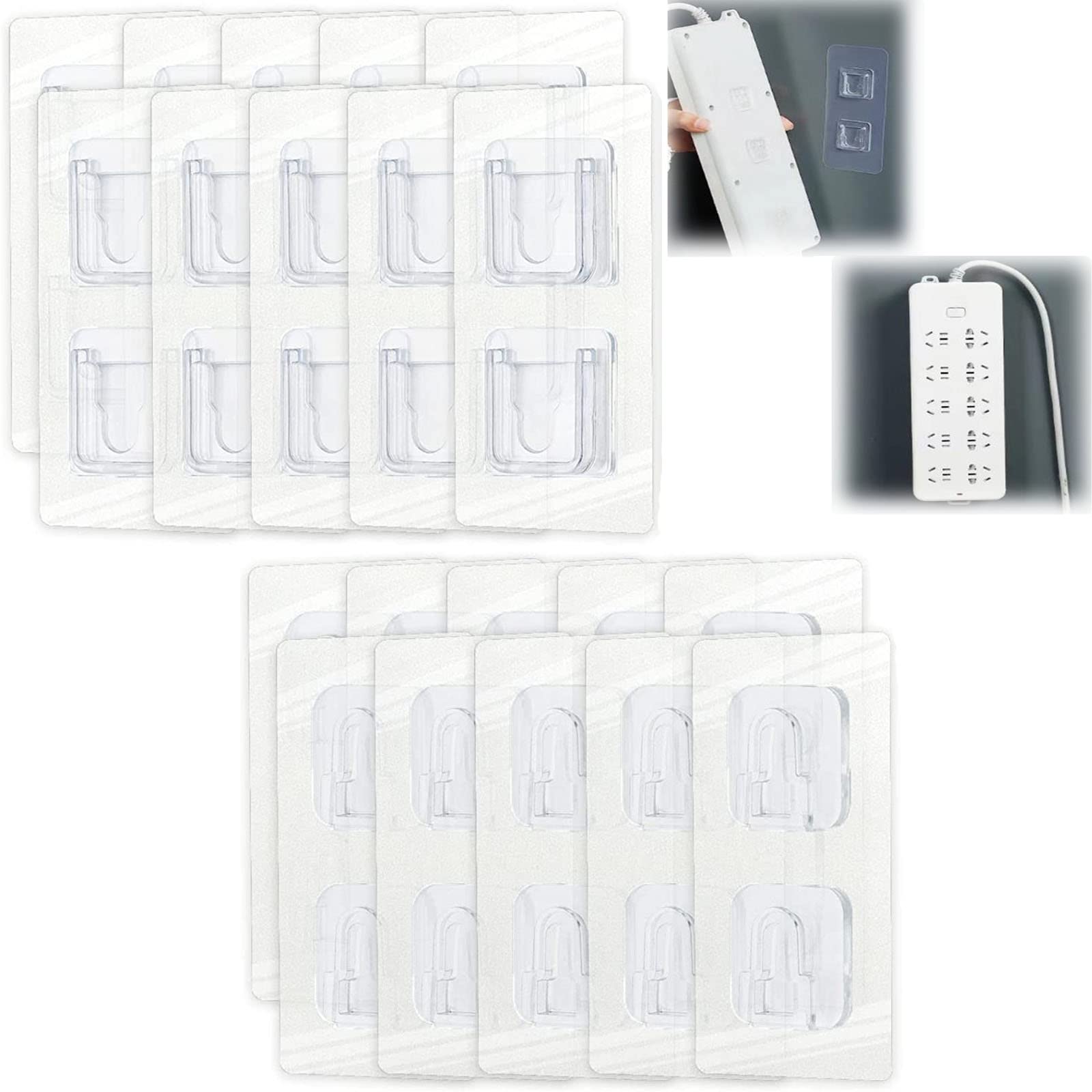 Self-Adhesive Power Strip Holder - No Screws Needed, Wall Mount Cable Organizer for Home & Office - Grapebeanbean Cord Management Solution for Desks, Kitchens, and Workspaces