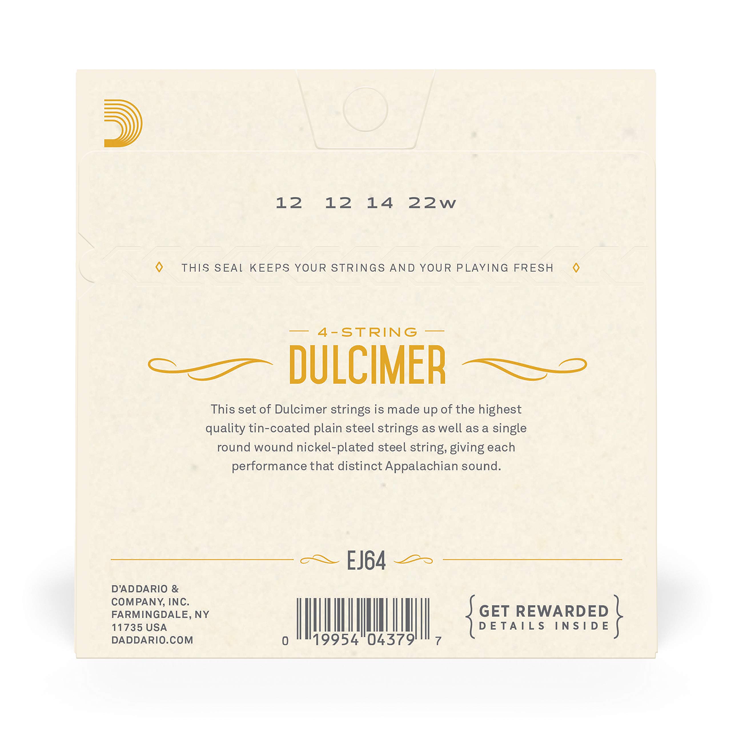 D'Addario EJ64 4-String Dulcimer Strings - Premium Quality Musical Instrument Strings for Appalachian Dulcimer | Perfect for Folk Music Performances & Home Practice